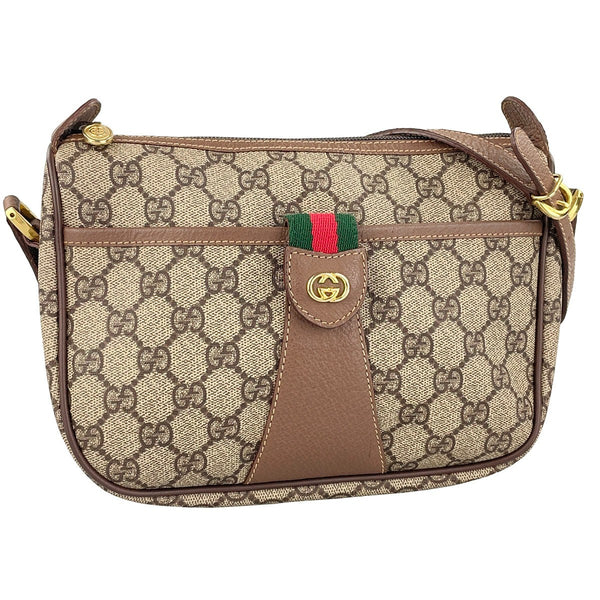 Gucci Sherry Line Shoulder Bag - Beige, Brown, Leather, PVC