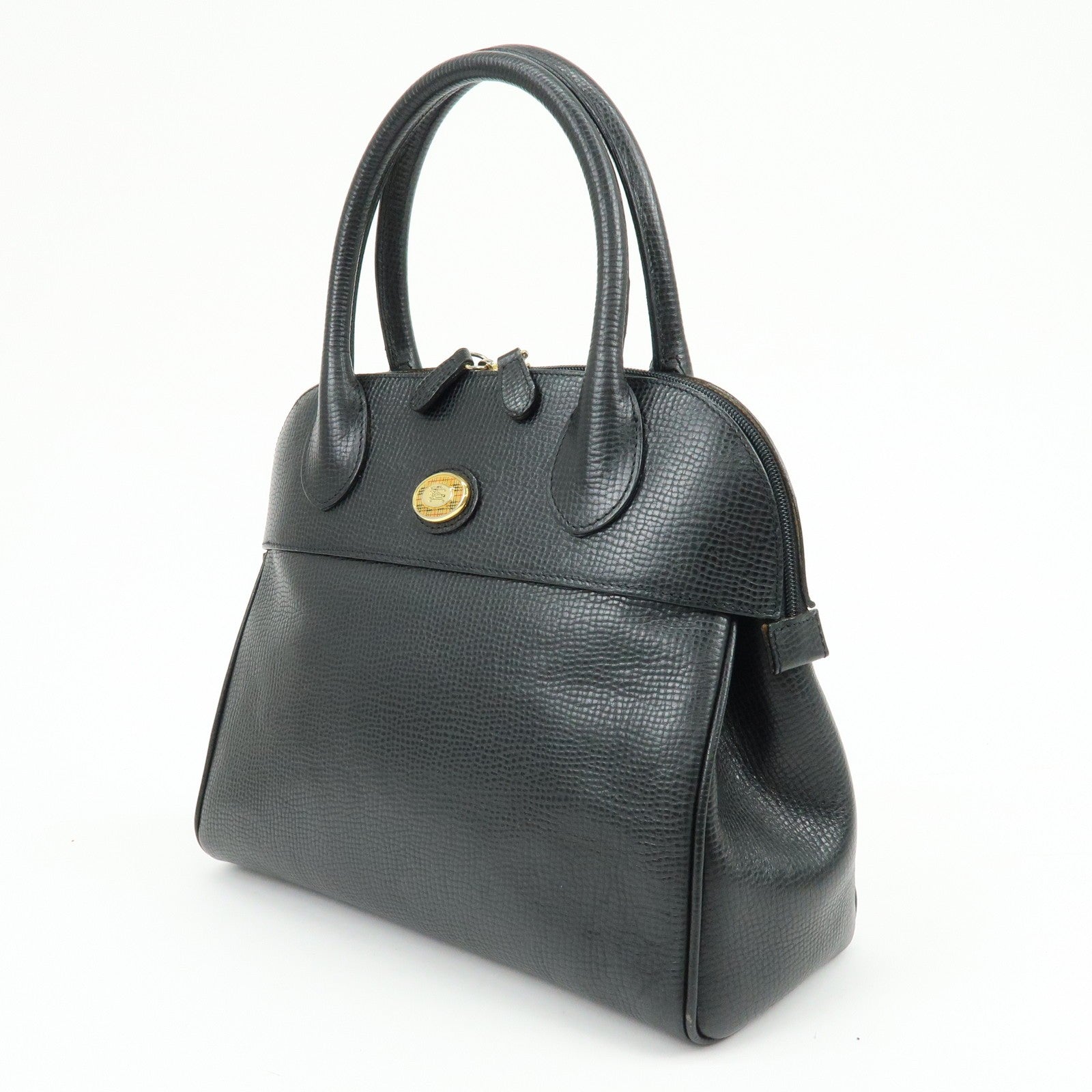 Burberry Hand Bag Boston Bag - Black, Emboss Leather