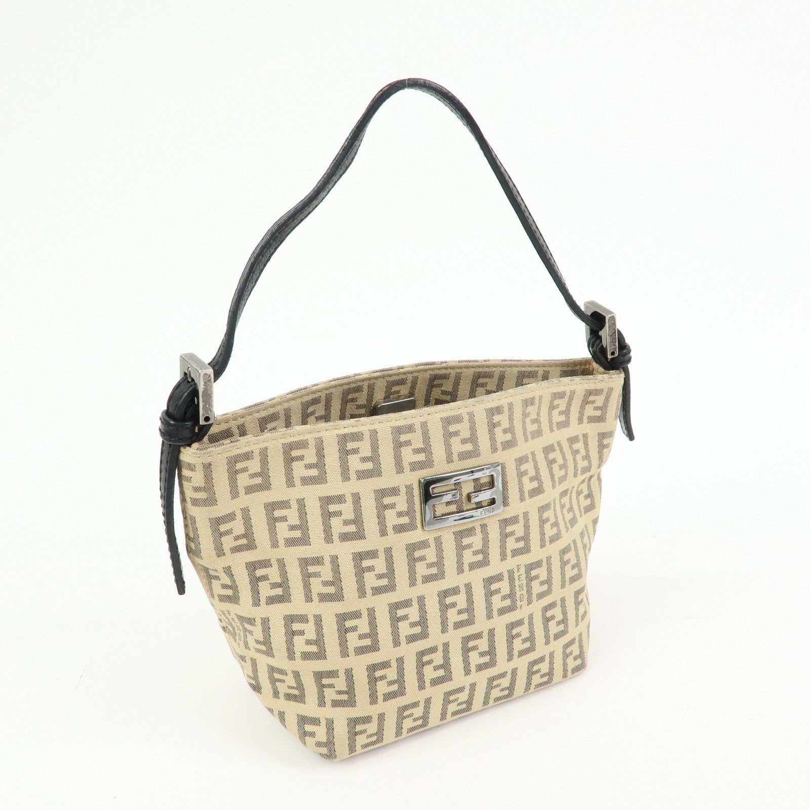 Fendi Hand Bag - Beige Black, Canvas Leather