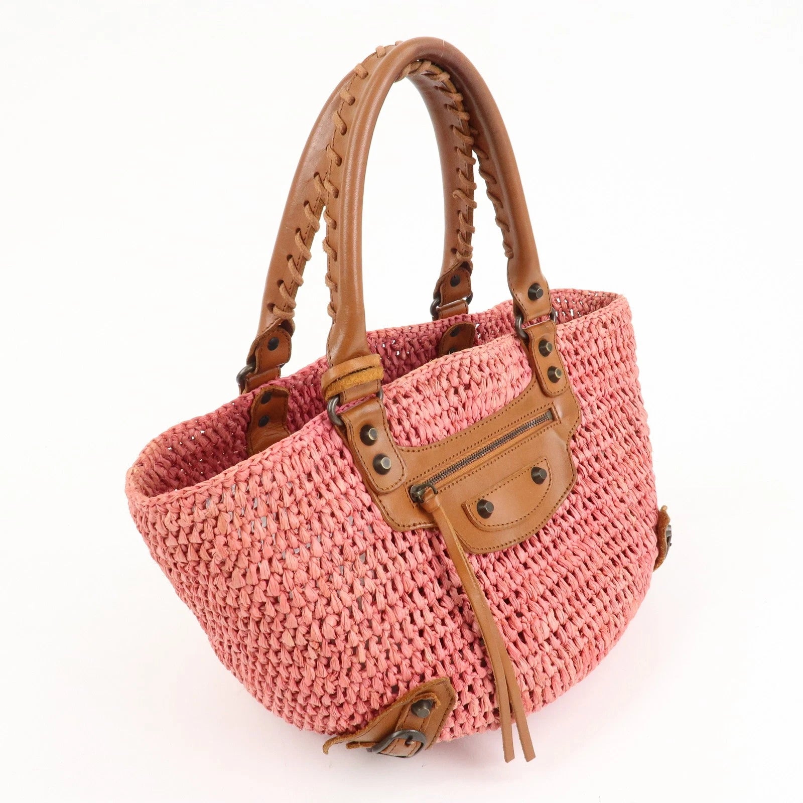 BALENCIAGA Tote Bag - Pink, Straw