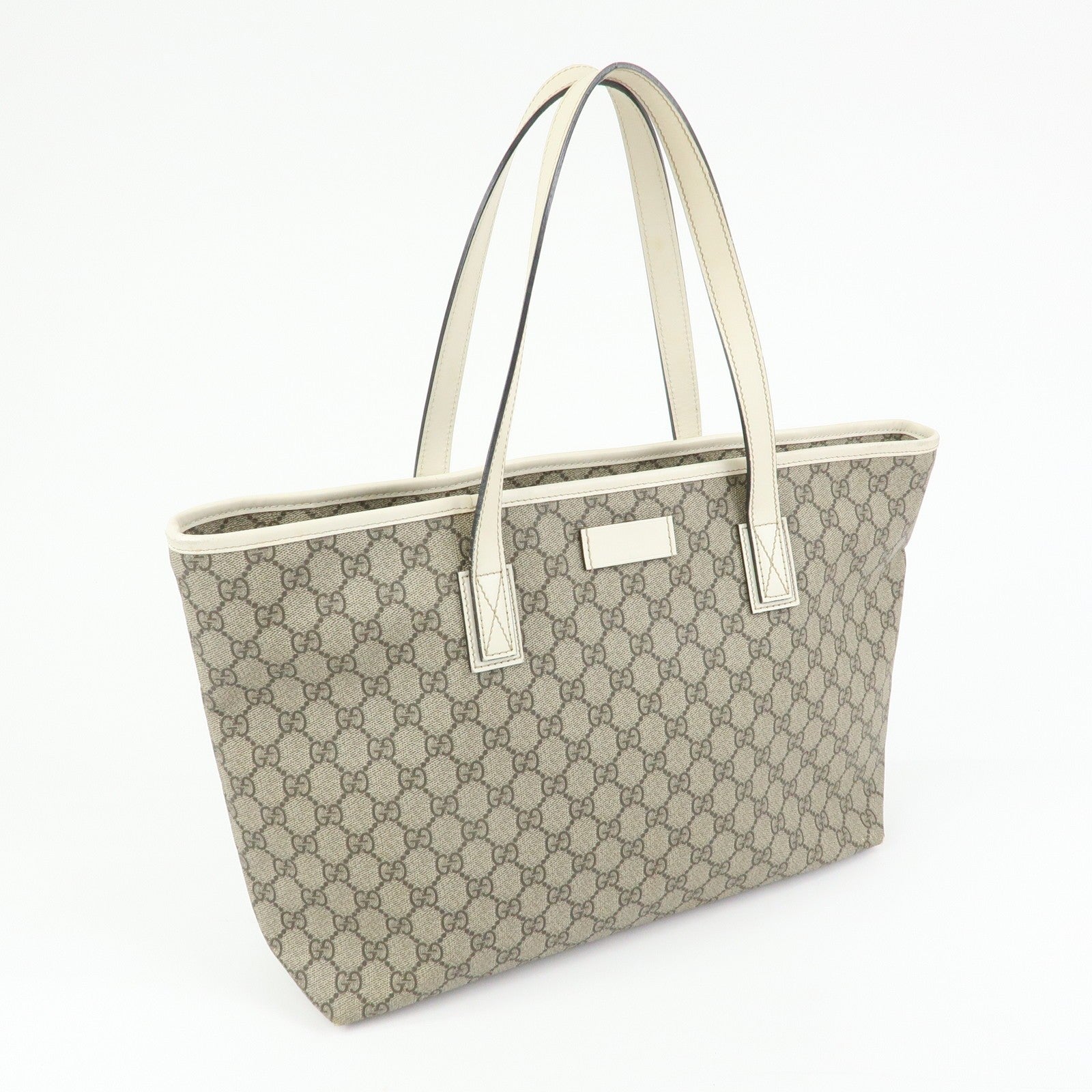 Gucci Tote Bag - Beige White, GG Supreme Leather 