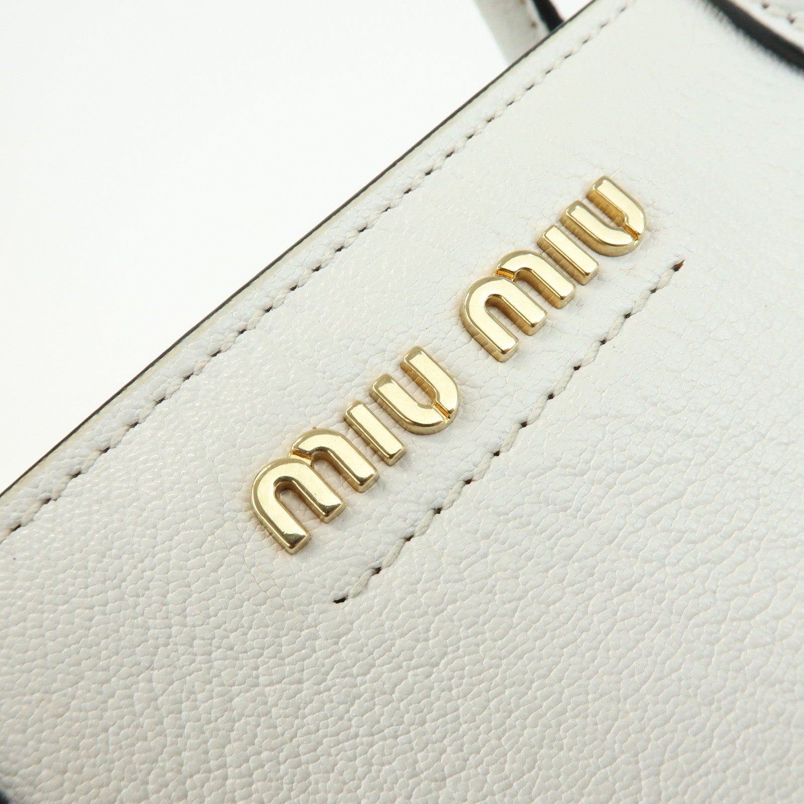 Miu Miu Madras 2Way Hand Bag - White, Leather