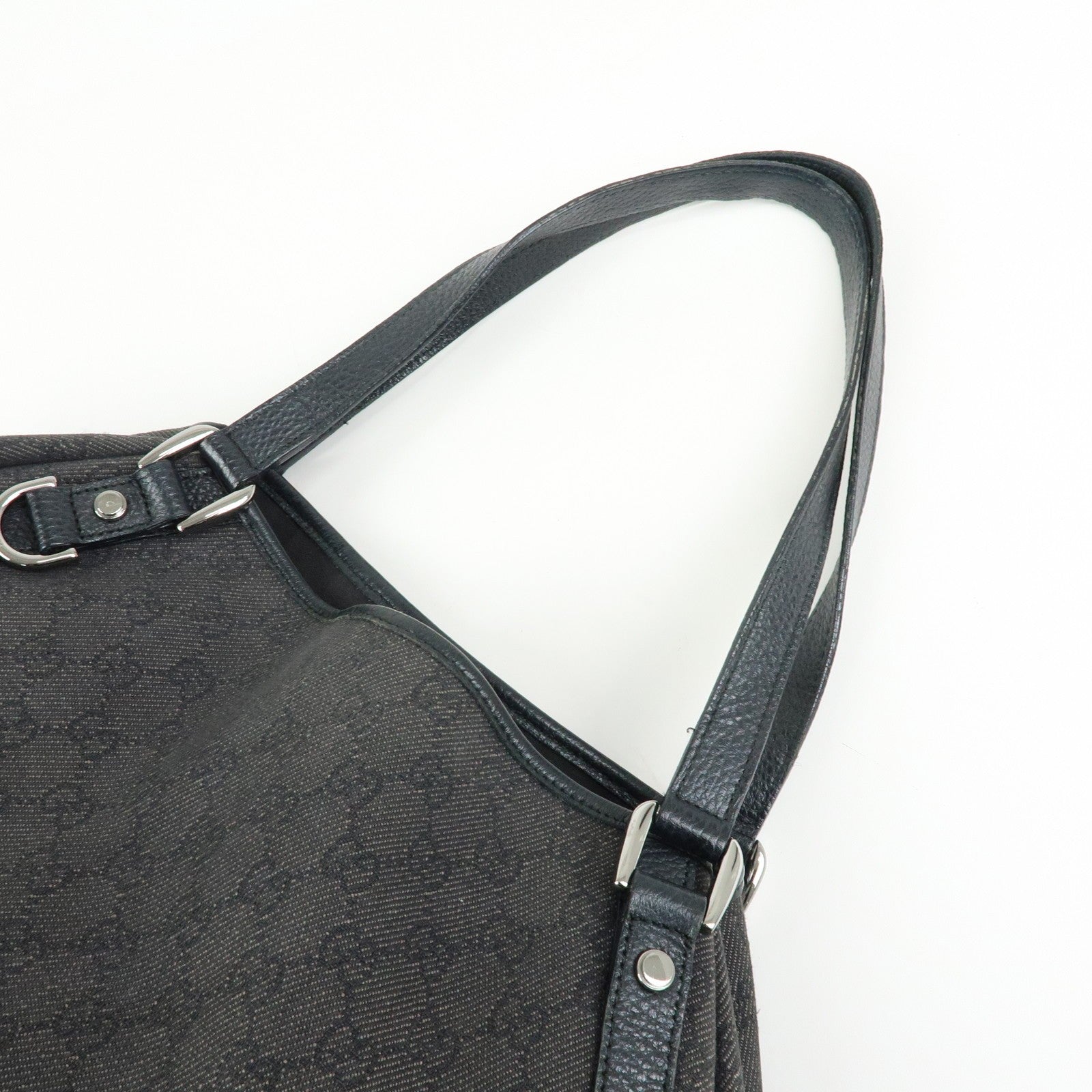 Gucci Abbey GG Monogram Tote Bag - Black, Denim 