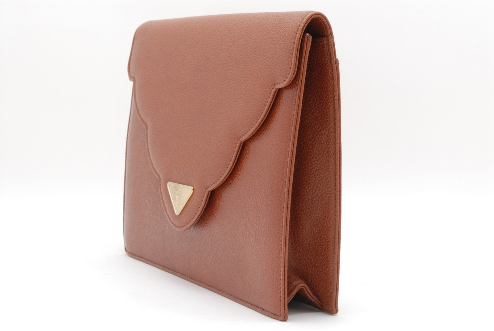 Yves Saint Laurent YSL Logo Clutch - Brown, Leather