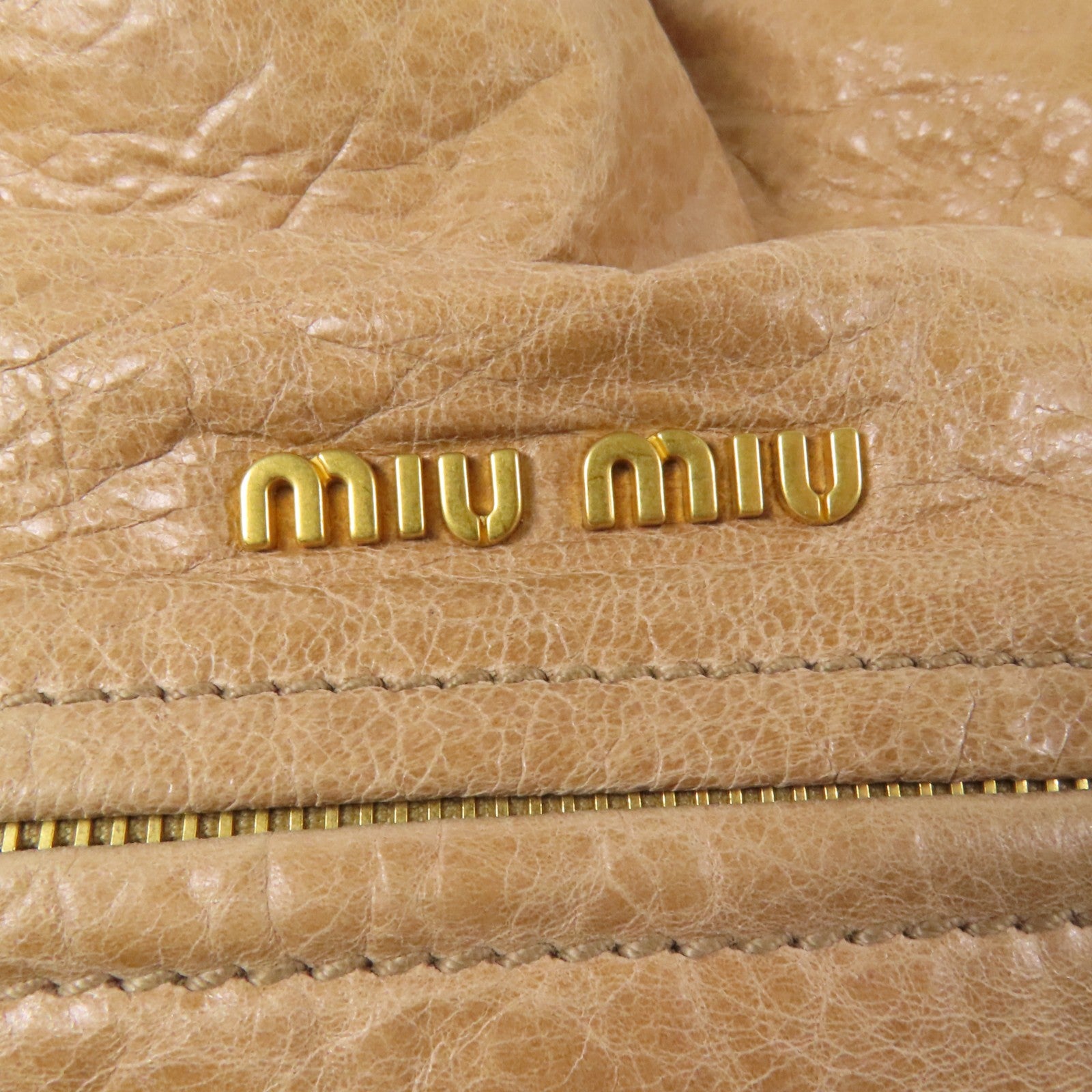 Miu Miu GHW 2way Shoulder Bag - Beige, Calfskin Leather
