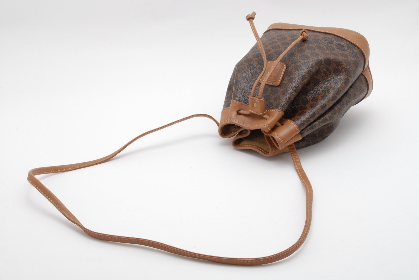 Celine Macadam Drawstring Bucket Mini Shoulder Bag - Brown, PVC