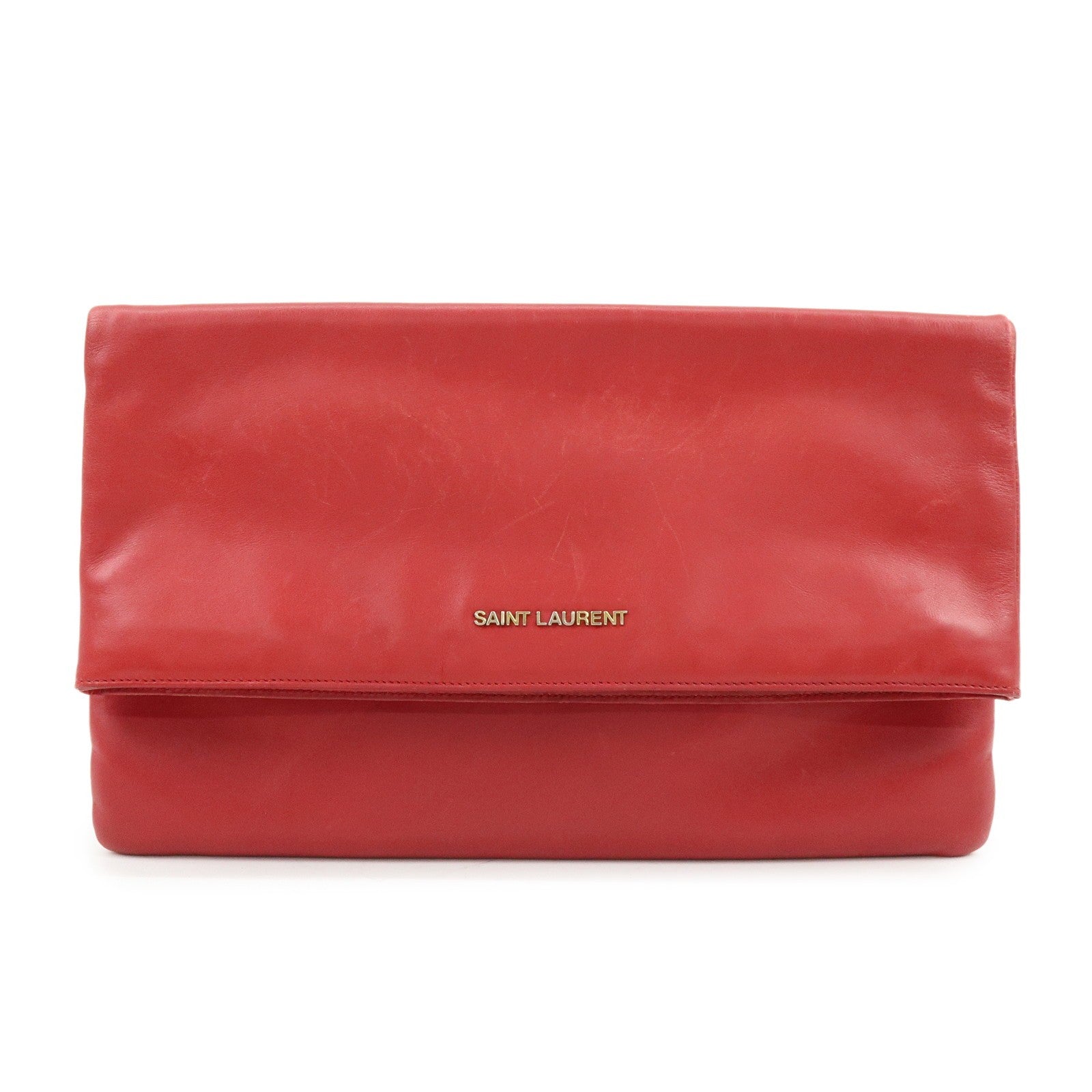 Saint Laurent Paris Clutch Bag - Red, Leather