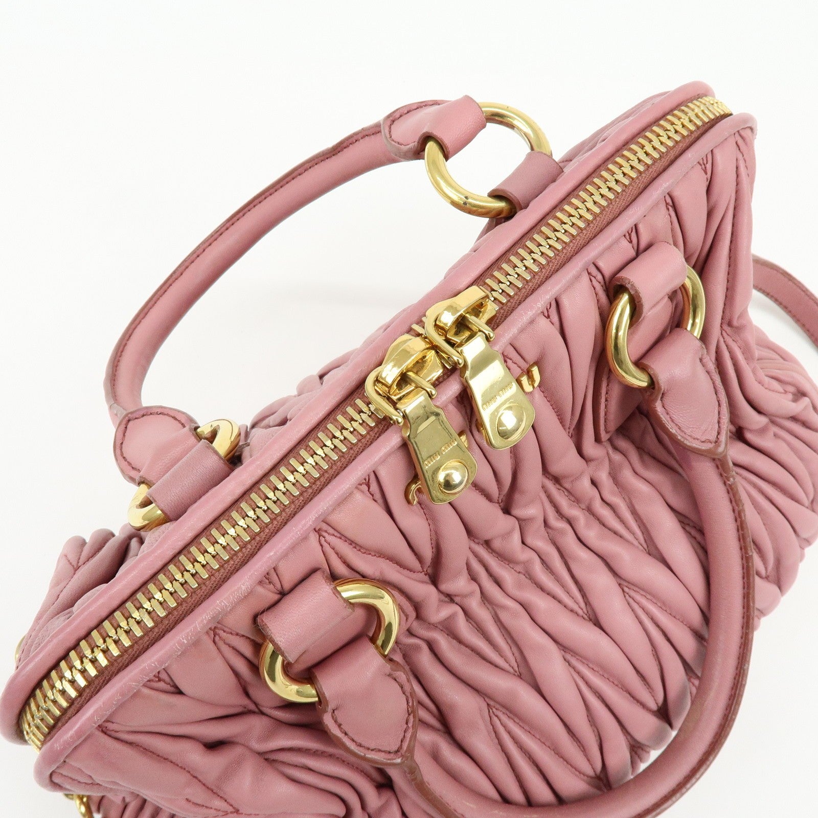 Miu Miu Matelasse 2Way Hand Bag - Pink, Nappa Leather