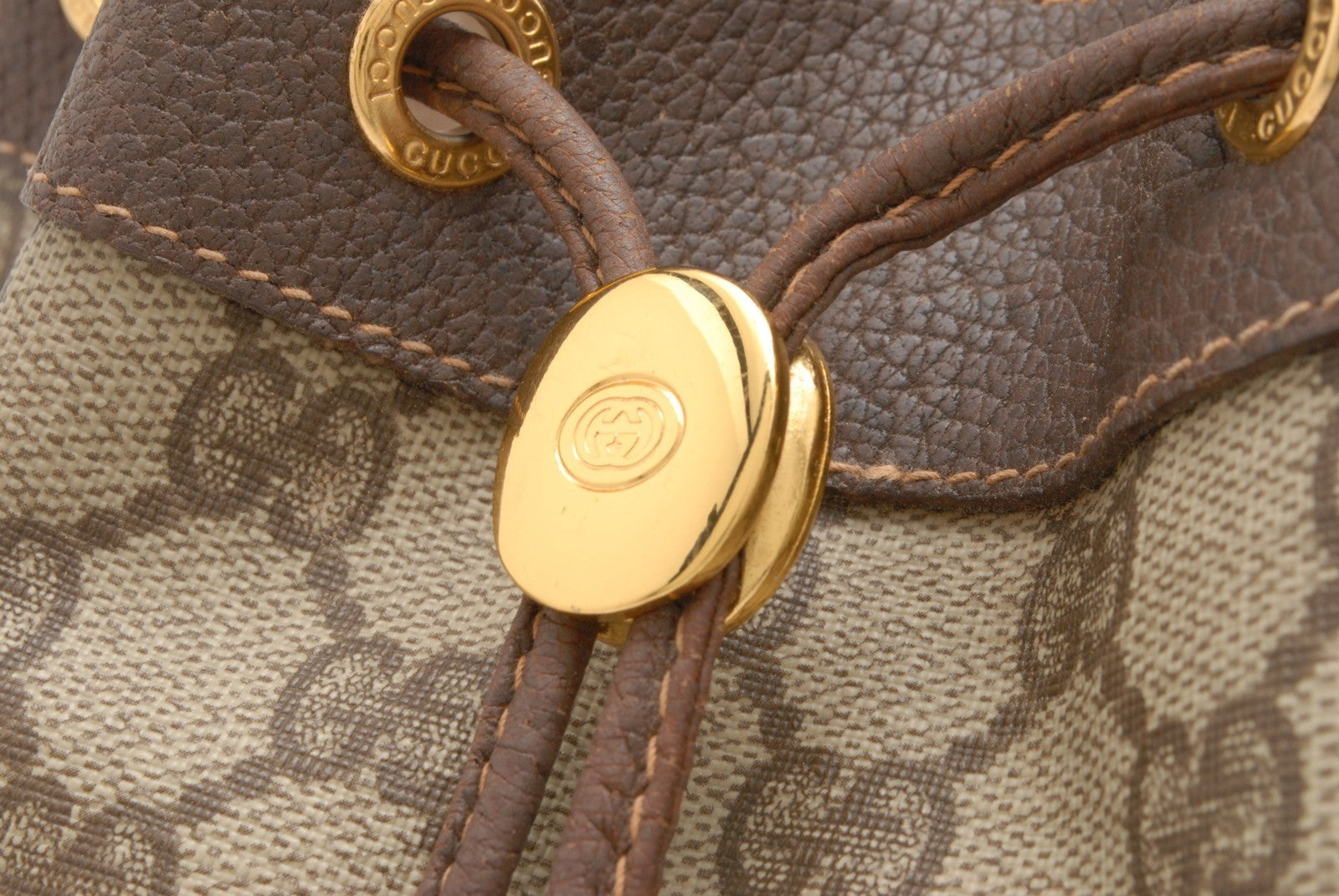 Gucci Sherry Line Drawstring Shoulder Bag - Brown, PVC Leather