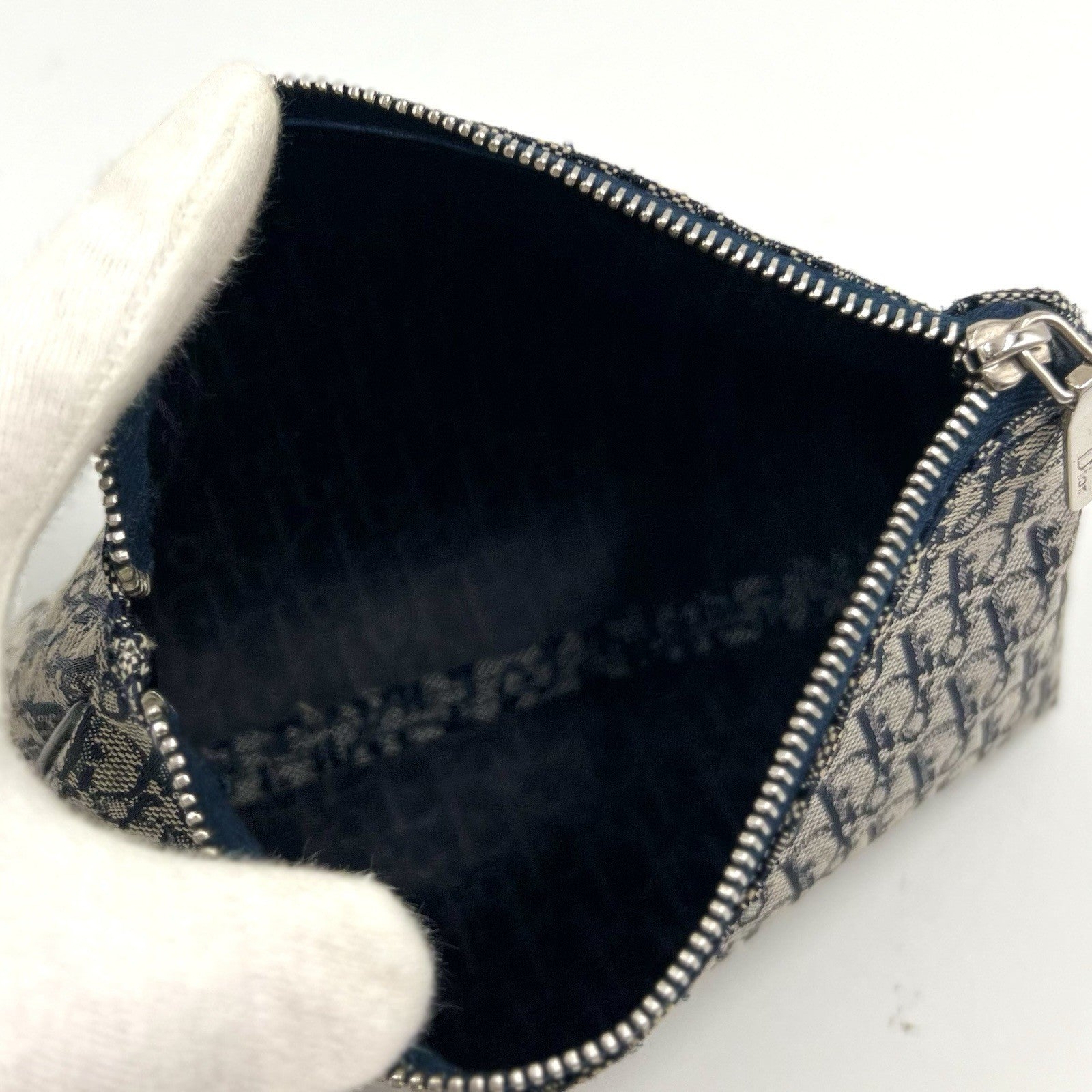 Christian Dior Trotter Mini Pouch Clutch Bag - Navy, Canvas