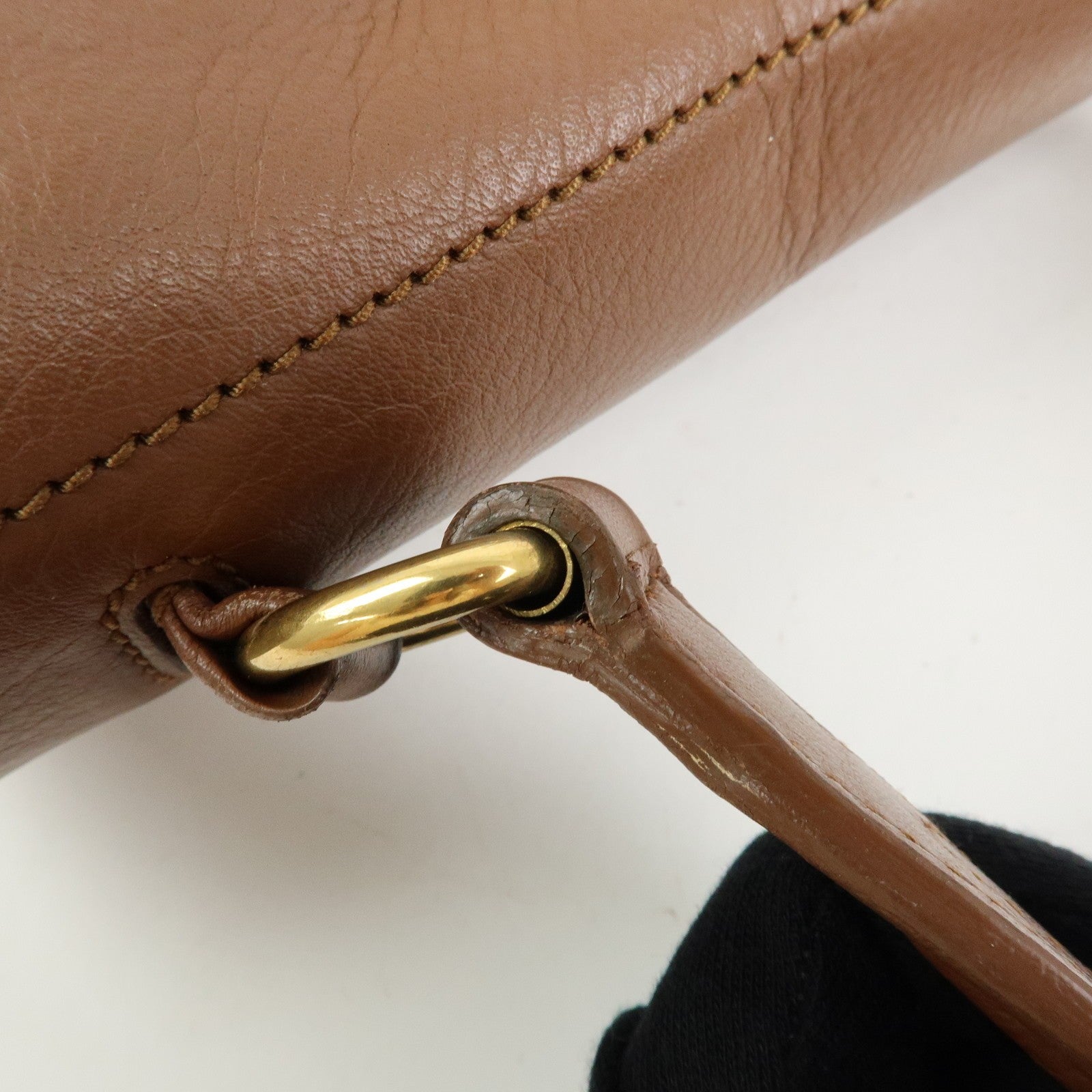 SAINT LAURENT PARIS Muse Two Leather Hand Bag Brown