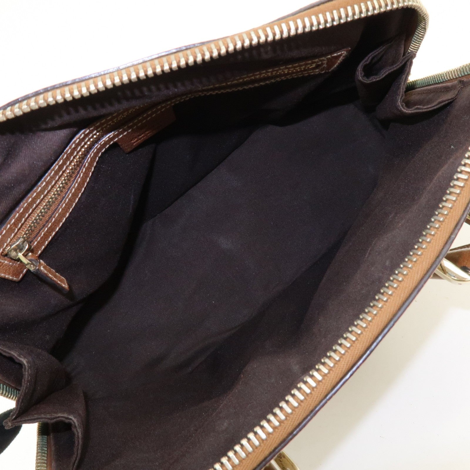 Gucci Hand Bag - Brown, GG Canvas, Leather 