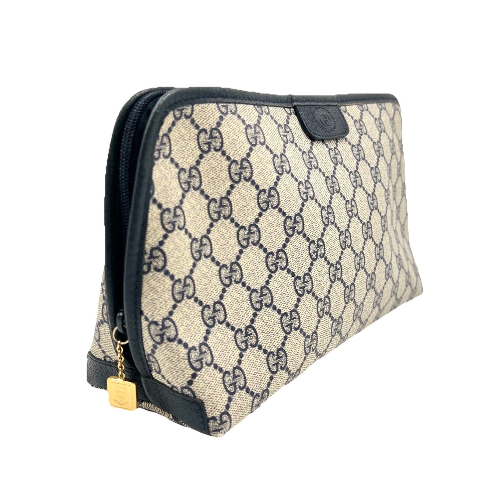 Gucci GG Supreme Clutch - Gold Navy, PVC Leather