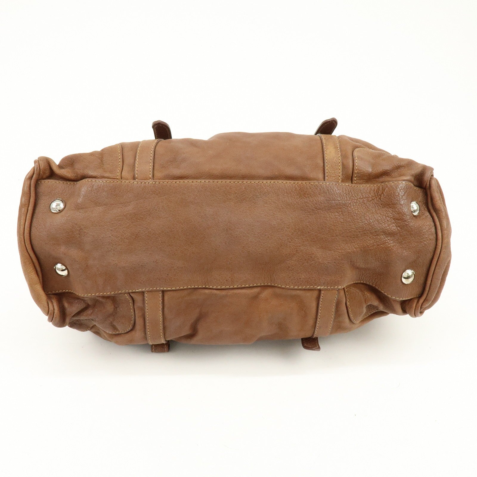 Prada Boston Hand Bag - Brown, Leather