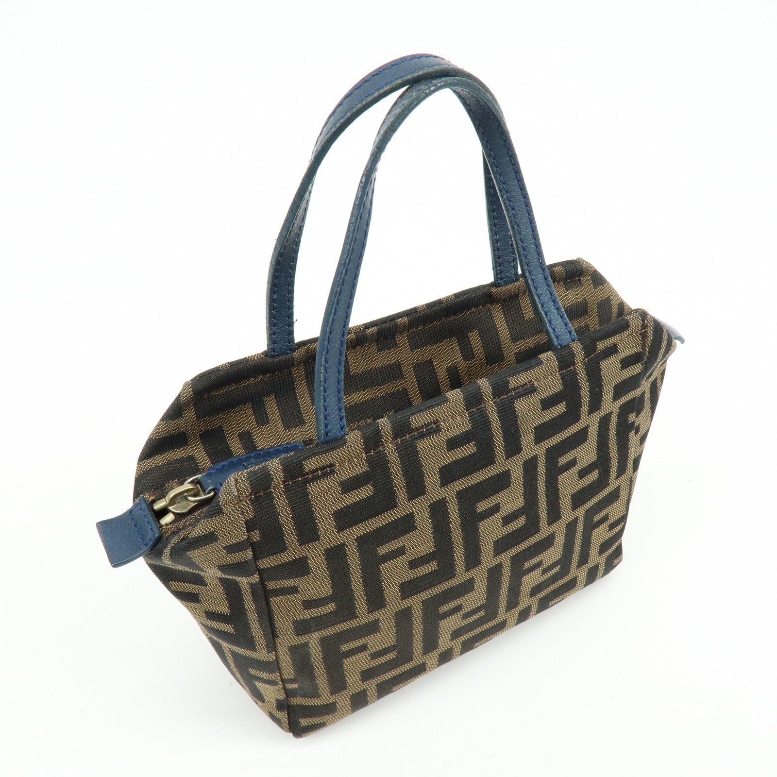 Fendi Hand Bag - Brown, Black, Navy, Canvas, Leather