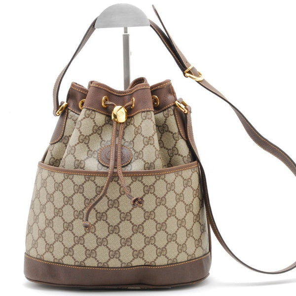 Gucci GG Bucket Bag Shoulder Bag - Beige Brown, Canvas Leather