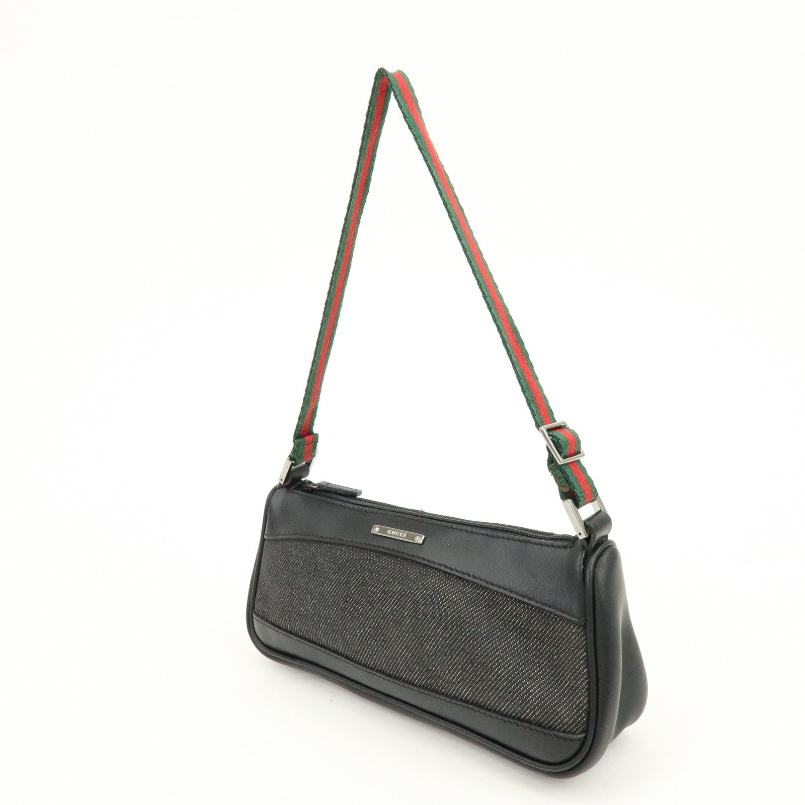 Gucci Hand Bag - Black, Denim, Leather 