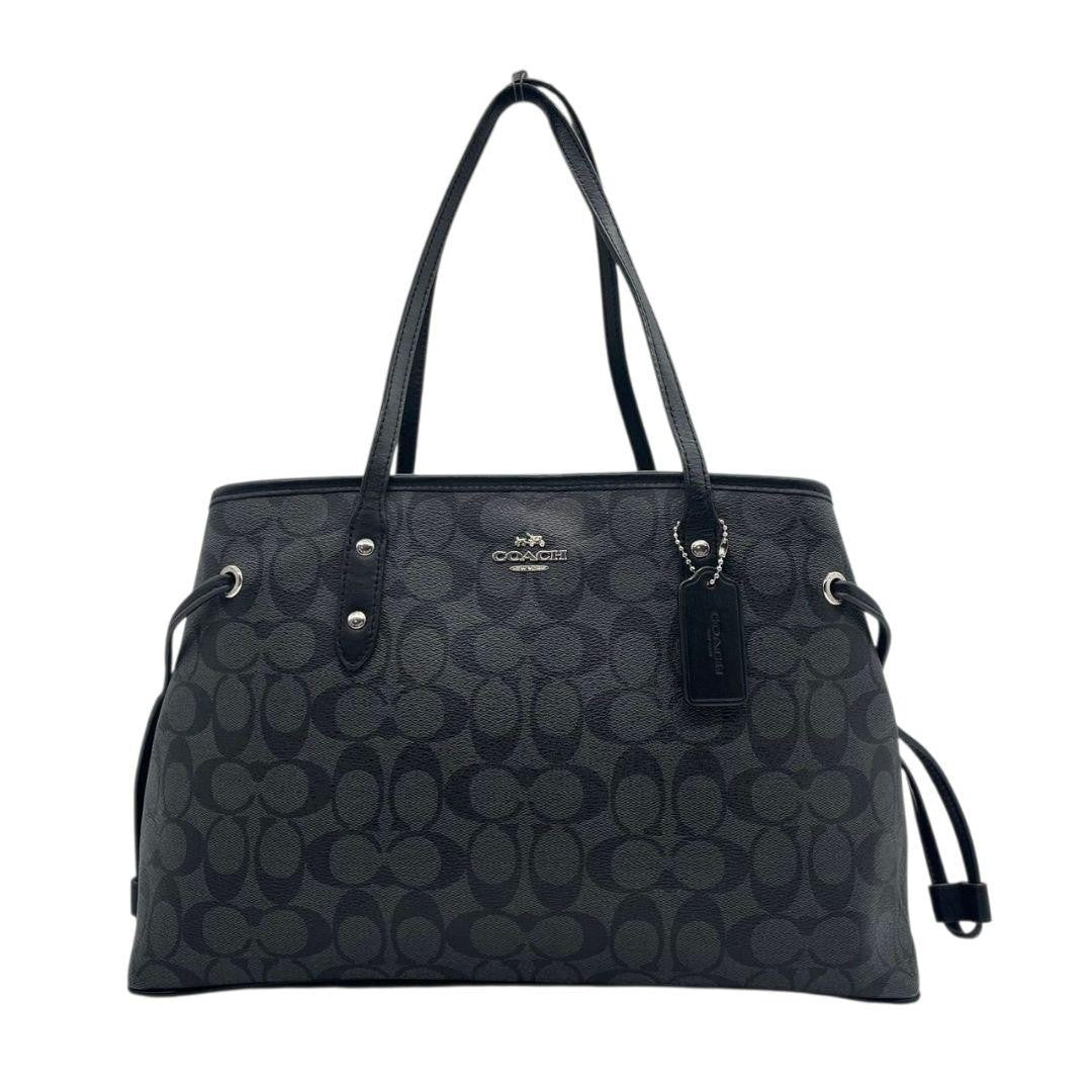 Coach Signature One Shoulder Tote Bag - Black, PVC