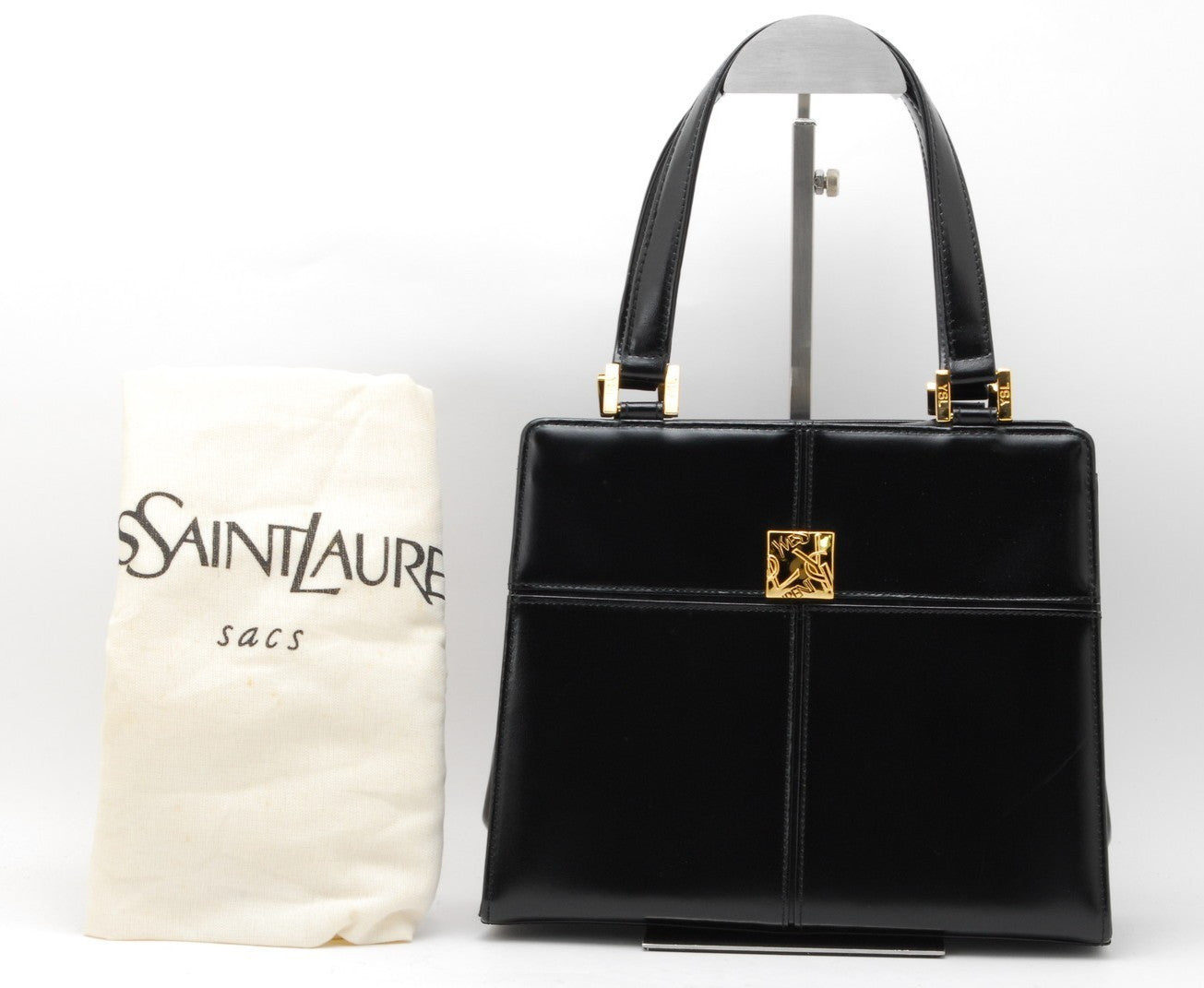 Saint Laurent Yves Shoulder Hand Tote Bag - Black, Leather