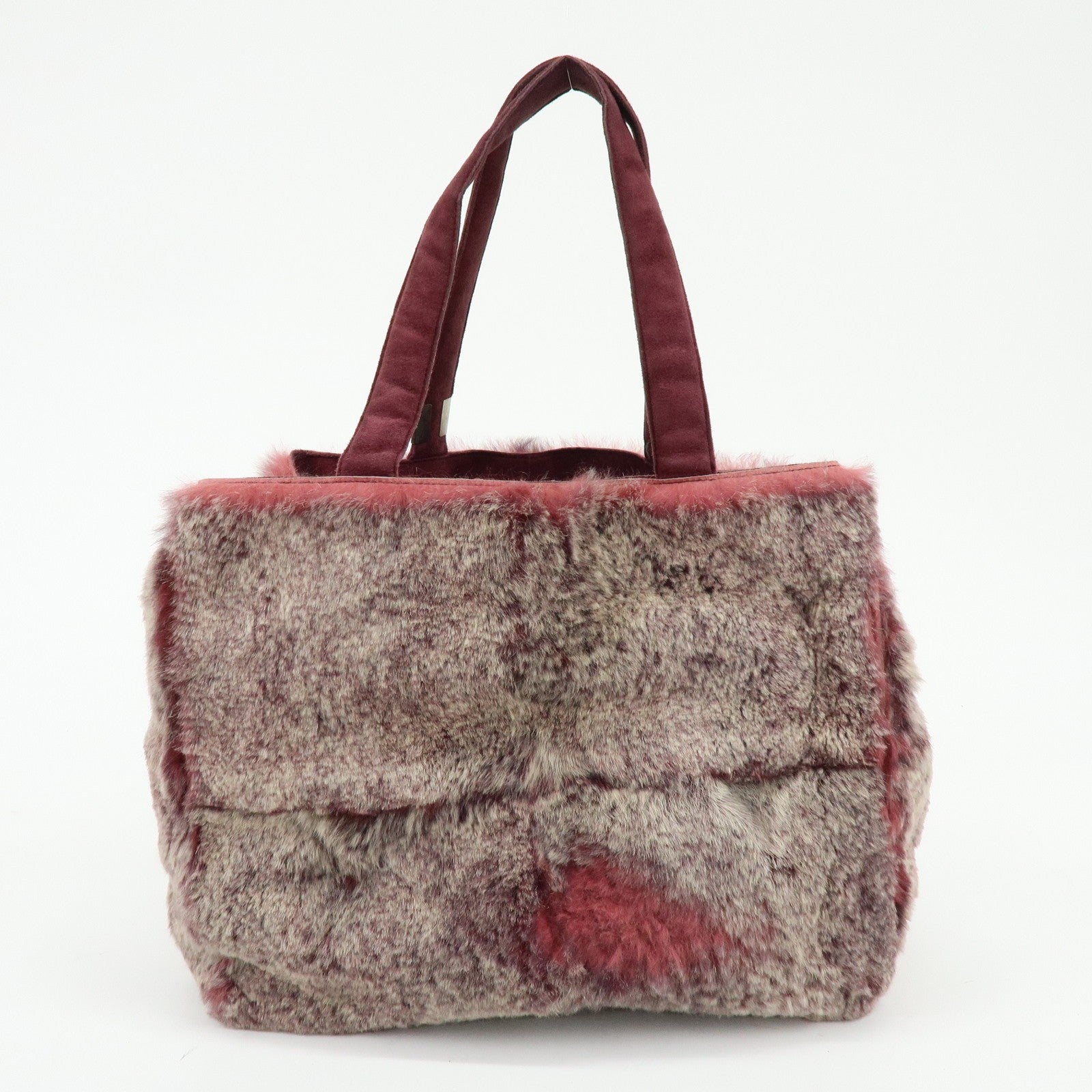 CHANEL COCO Mark Hand Bag - Bordeaux, Beige, Fur, Suede