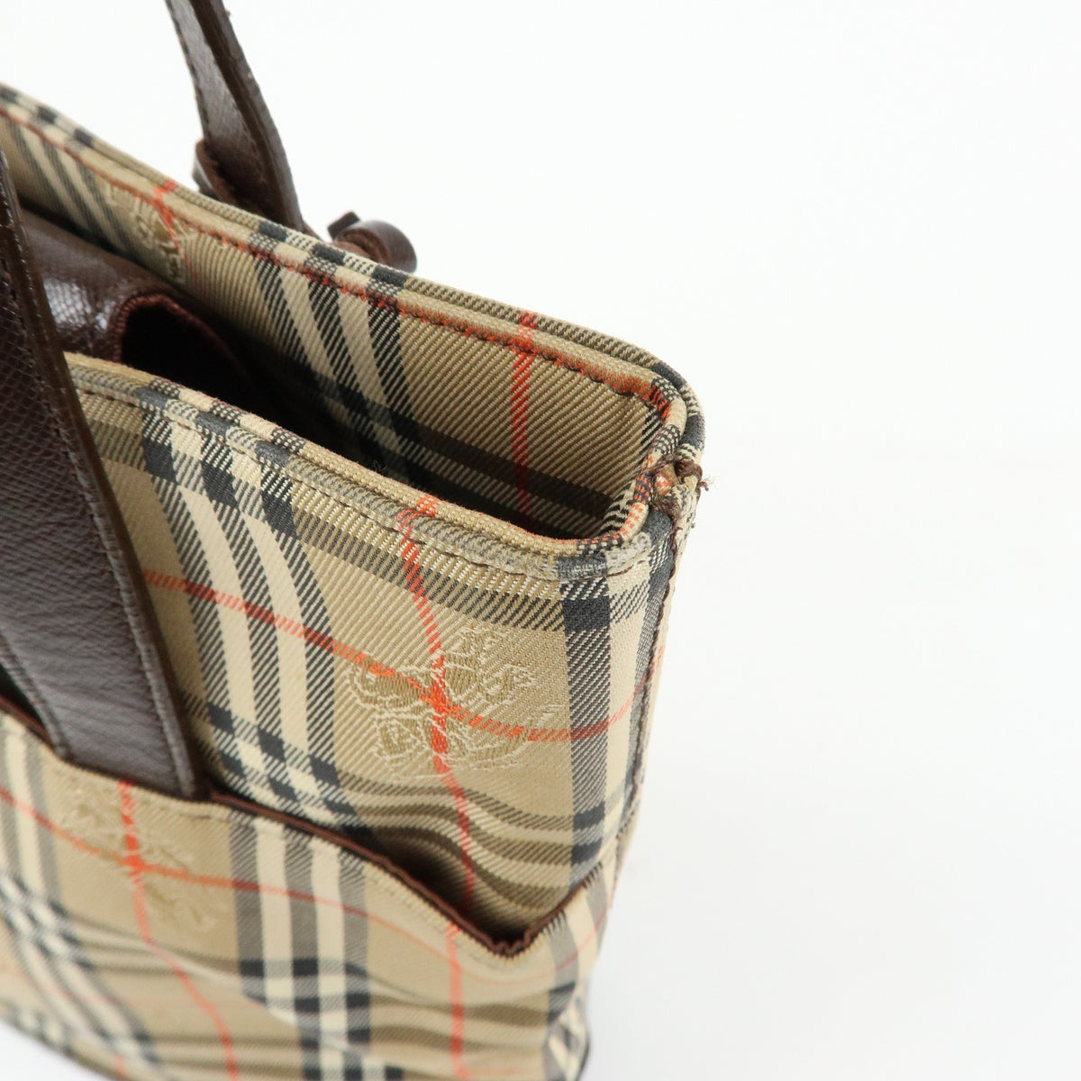 Burberry Nova Plaid Tote Bag - Beige, Canvas and Leather