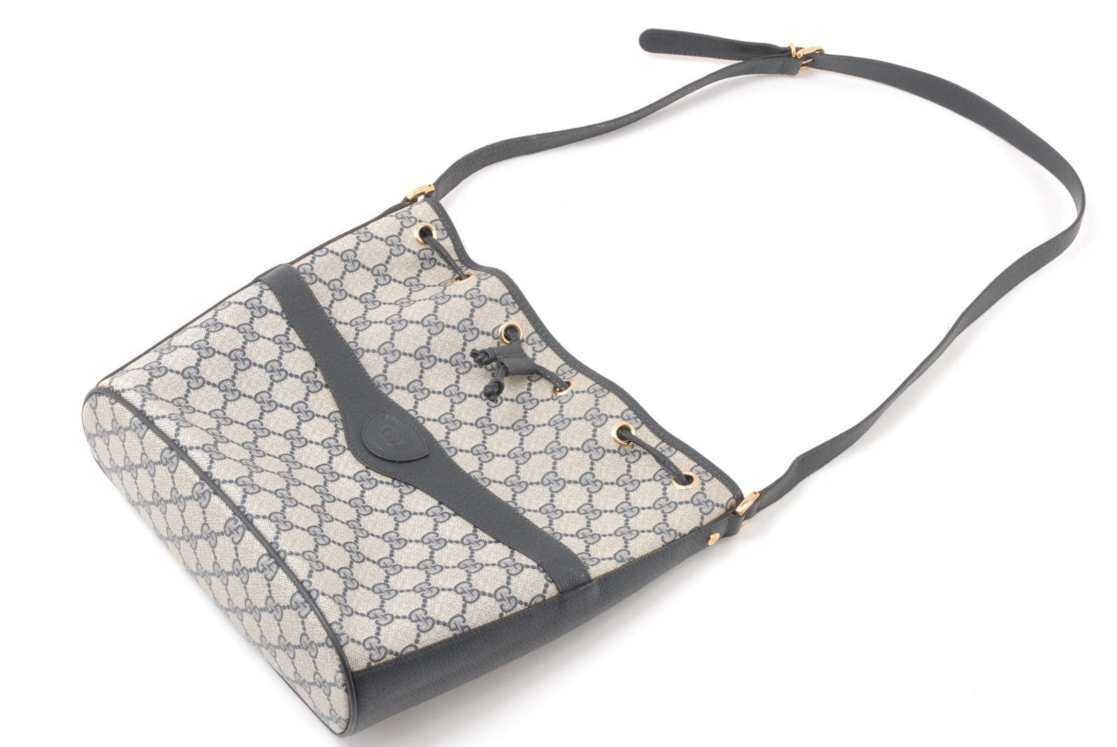 Gucci GG Bucket Bag Shoulder Bag - Navy Blue, Canvas and Leather