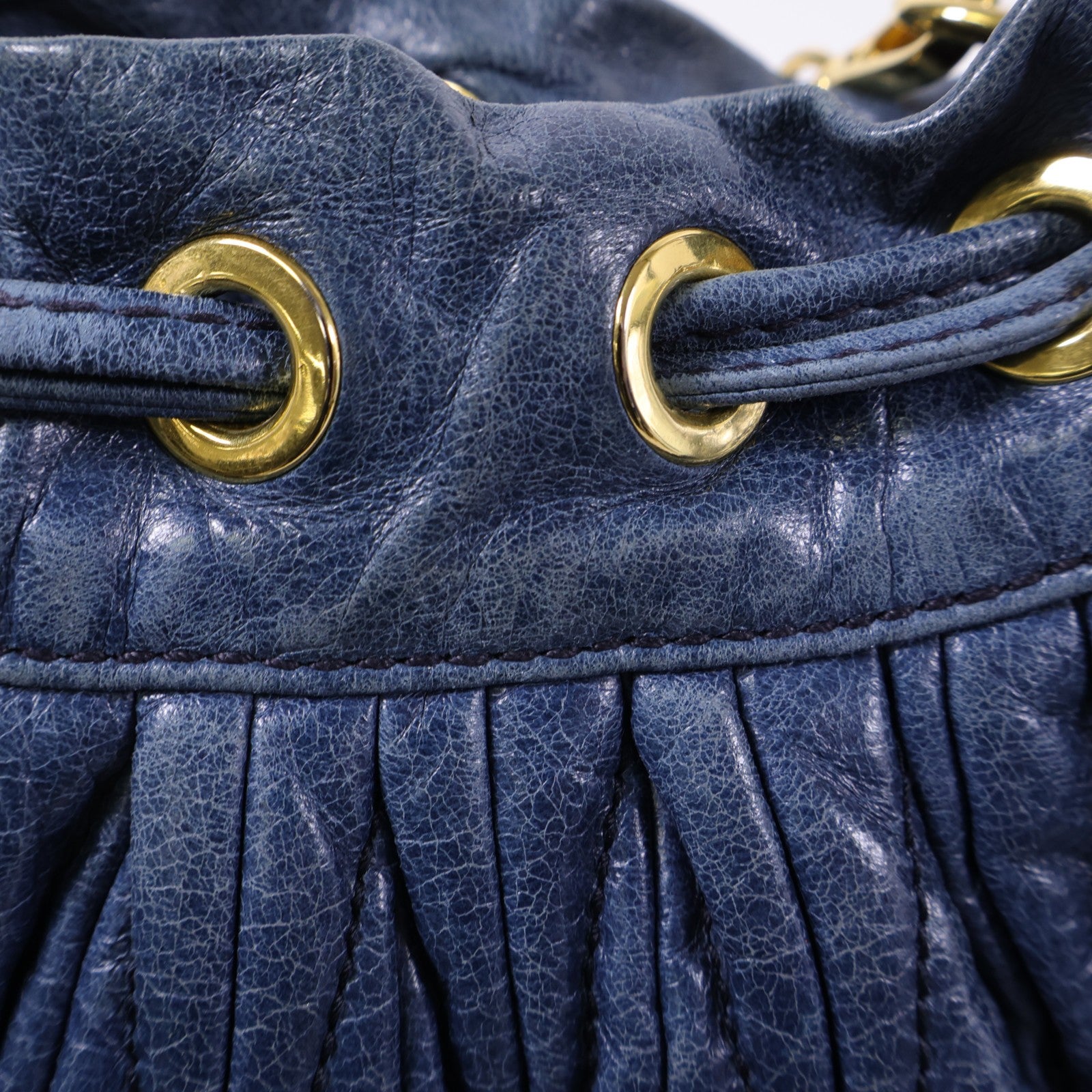 Miu Miu GHW Chain Shoulder Bag - Blue, Calfskin Leather 