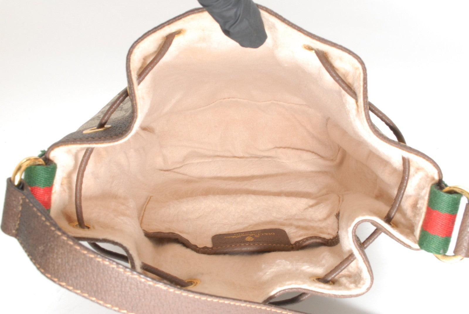 Gucci Sherry Line Drawstring Shoulder Bag - Brown, PVC Leather