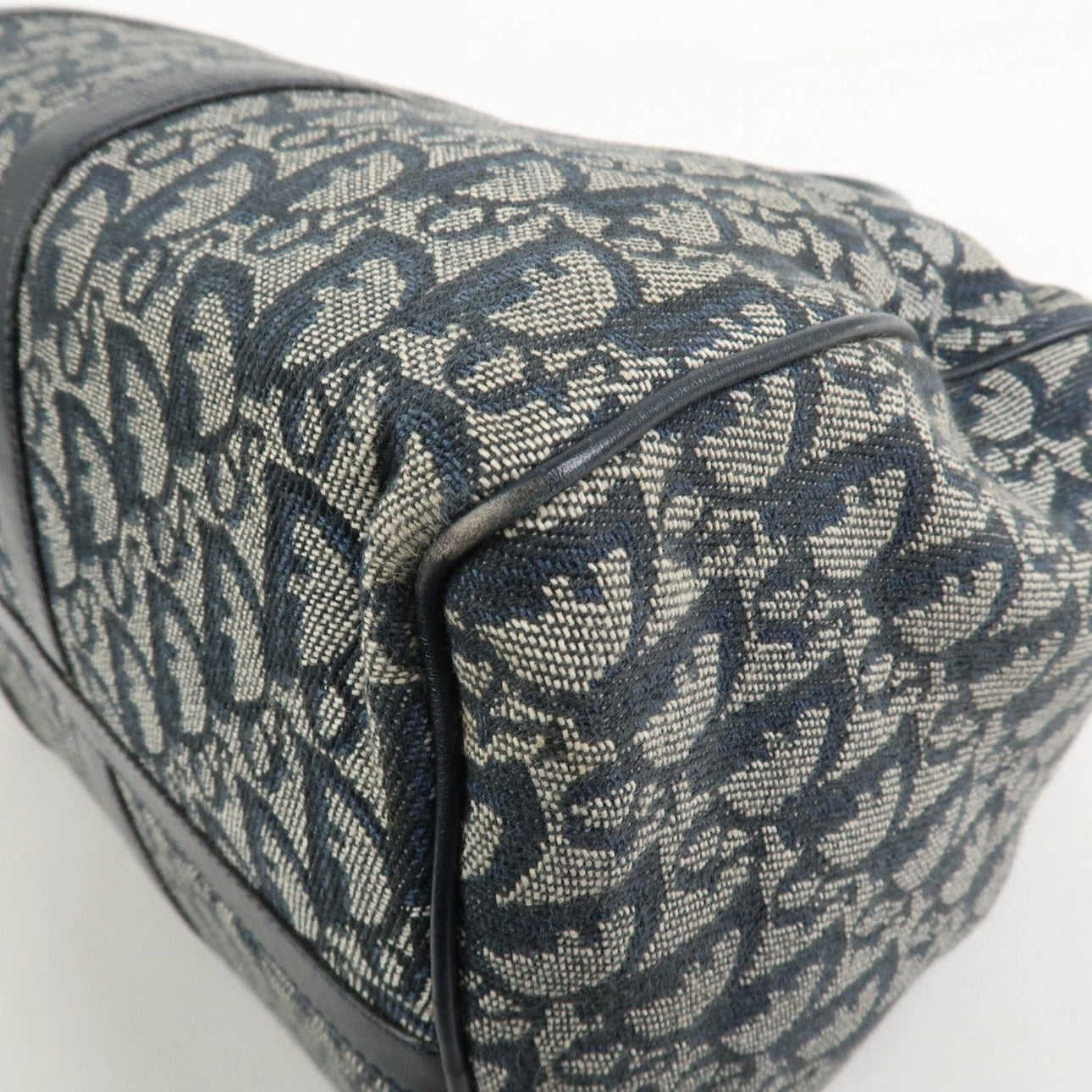 Christian Dior Jacquard Boston-  Navy, Leather.