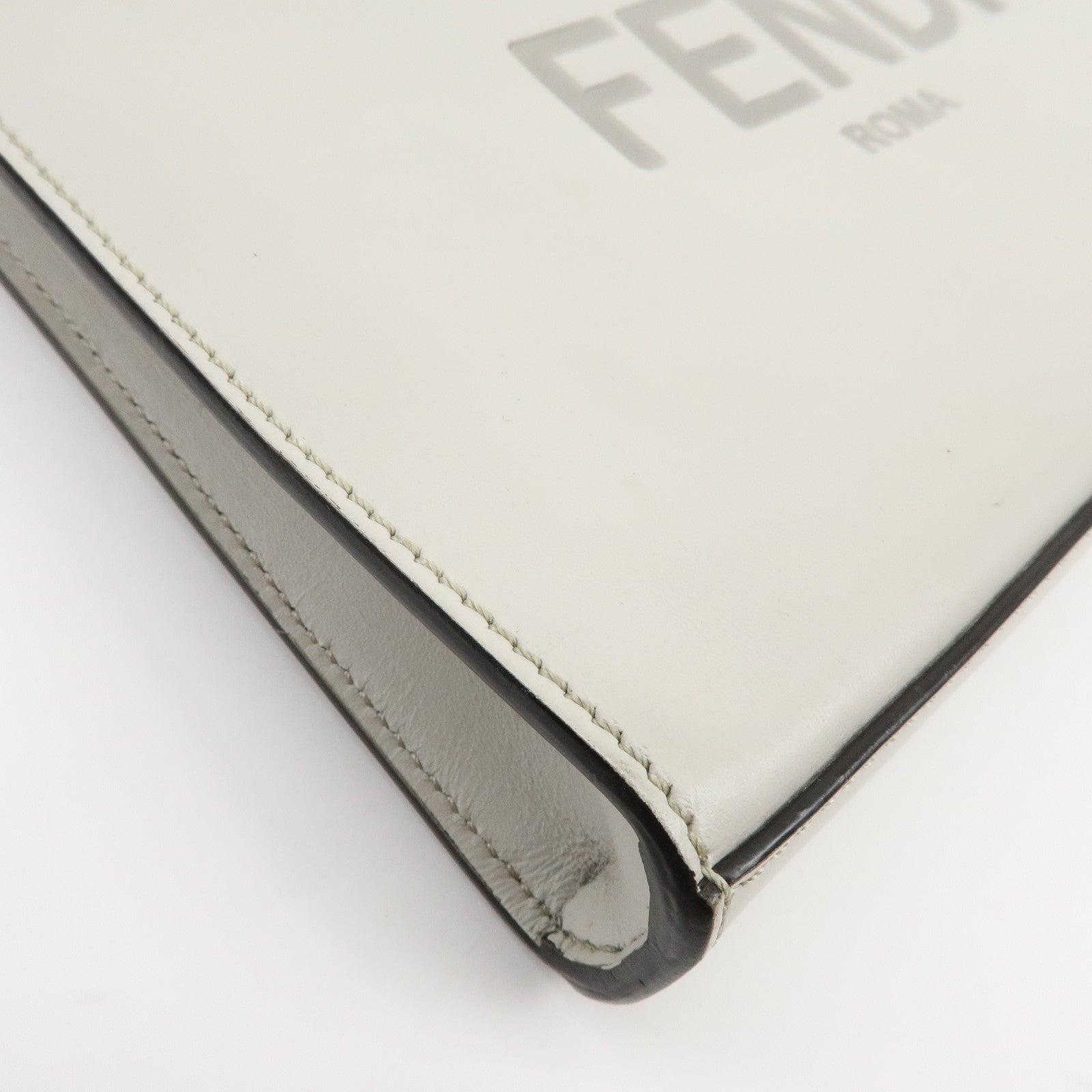 Fendi Logo Shoulder Bag - Light Grey, Leather
