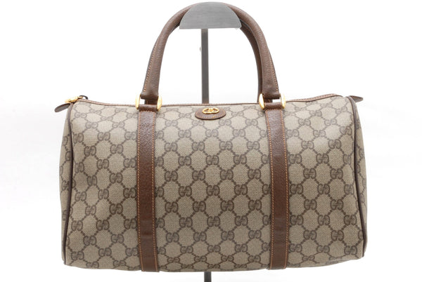 Gucci Vintage GG Supreme Boston Handbag - Brown Beige, PVC Leather