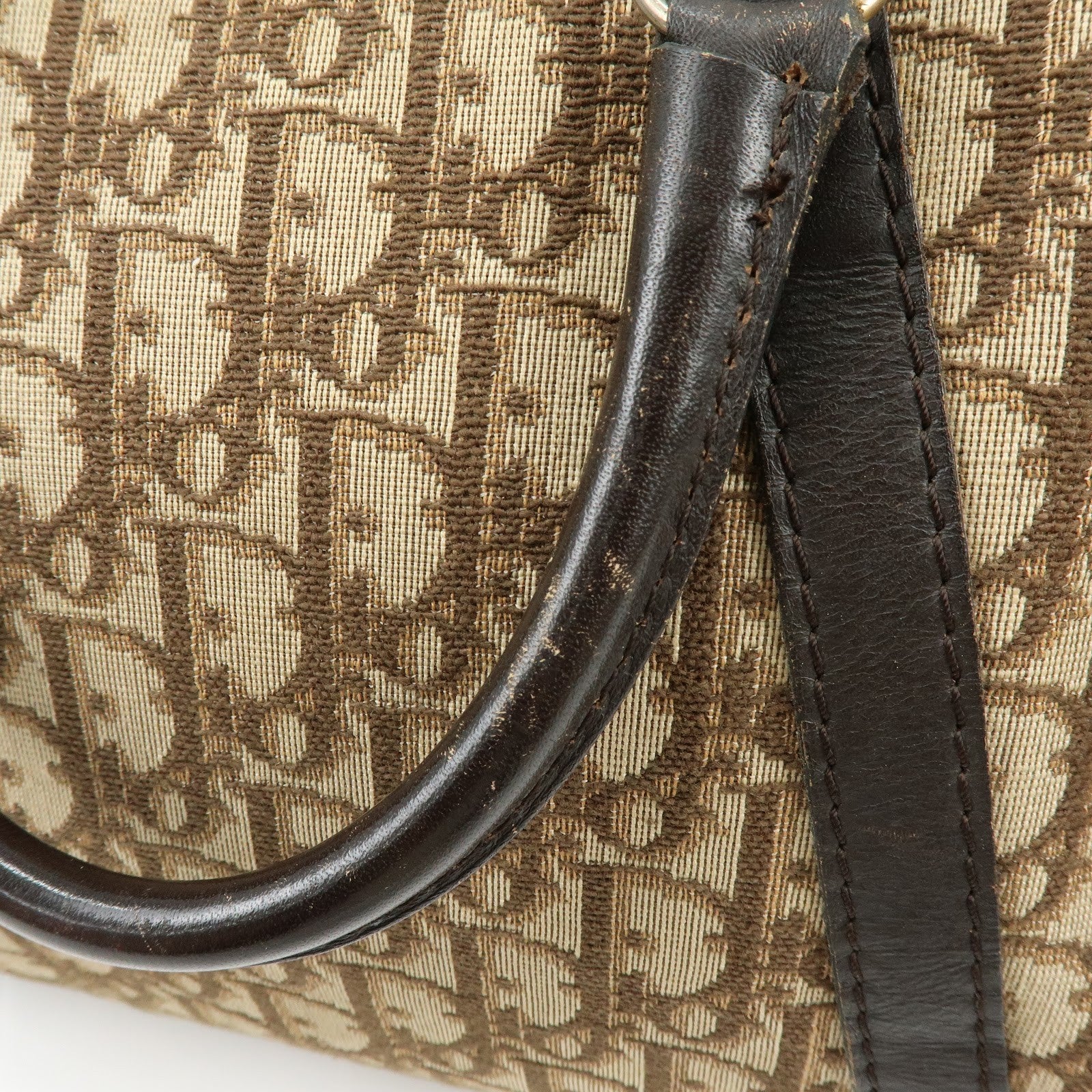 Christian Dior Trotter Jacquard Boston Bag - Brown, Jacquard Canvas and Leather
