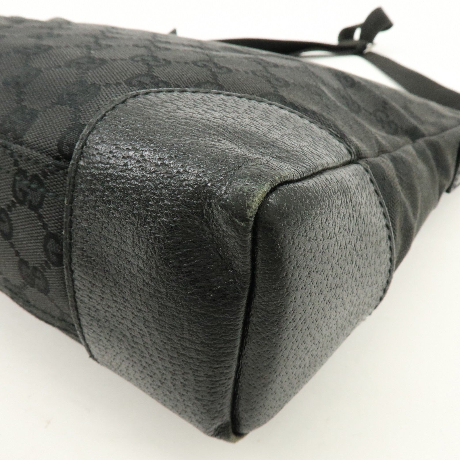 Gucci 110054 Shoulder Bag - Black, GG Canvas, Leather 