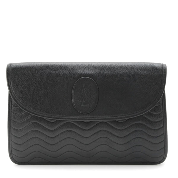 Saint Laurent Yves Stitch Clutch Bag - Black, Leather 