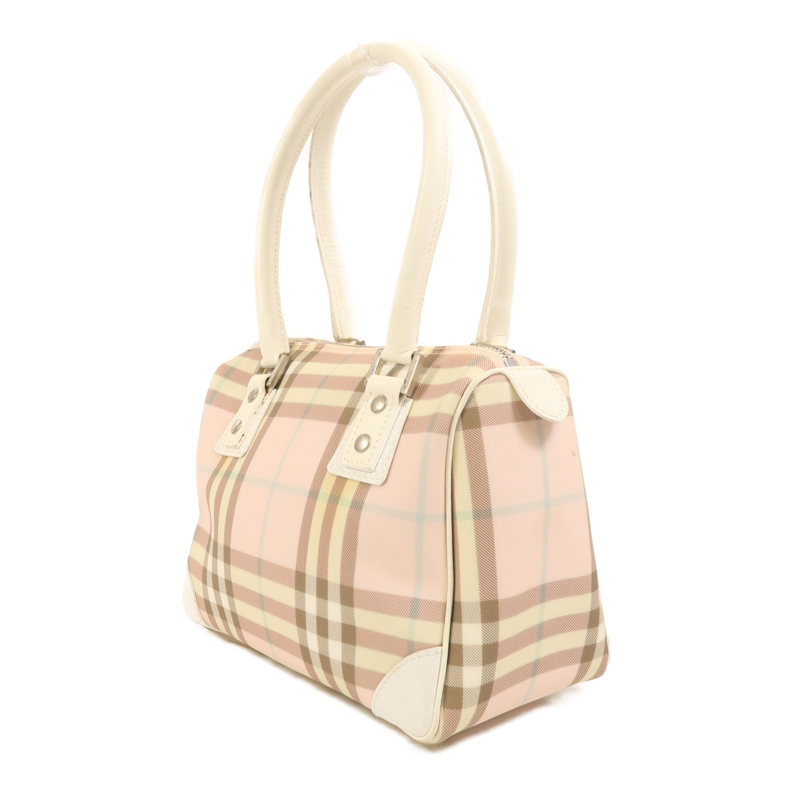 Burberry SHW Hand Bag - Pink White, Coated Canvas