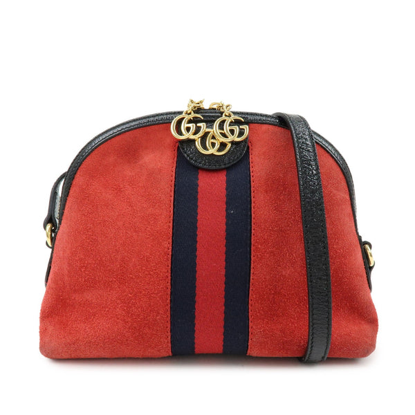 Gucci Suede Shoulder Crossbody Bag - Red Navy, Suede