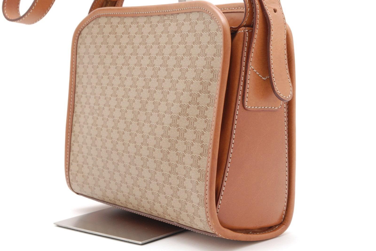 Celine Macadam Shoulder Bag - Beige, PVC Coated Canvas