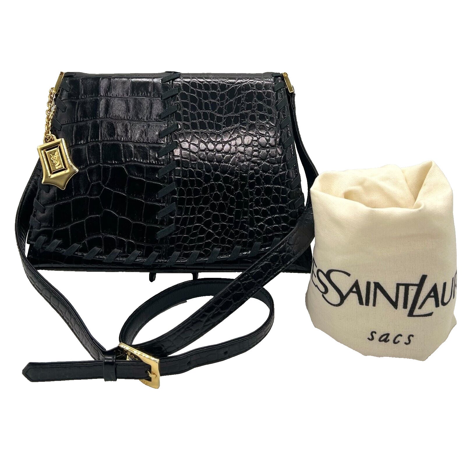 Saint Laurent YSL Shoulder Bag - Black, Leather