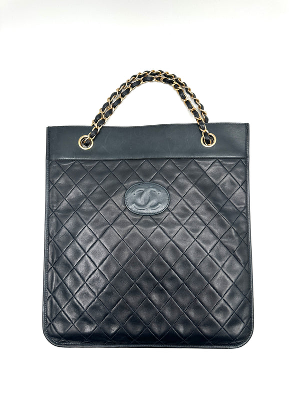 Matelasse Chain Tote Bag Leather Black