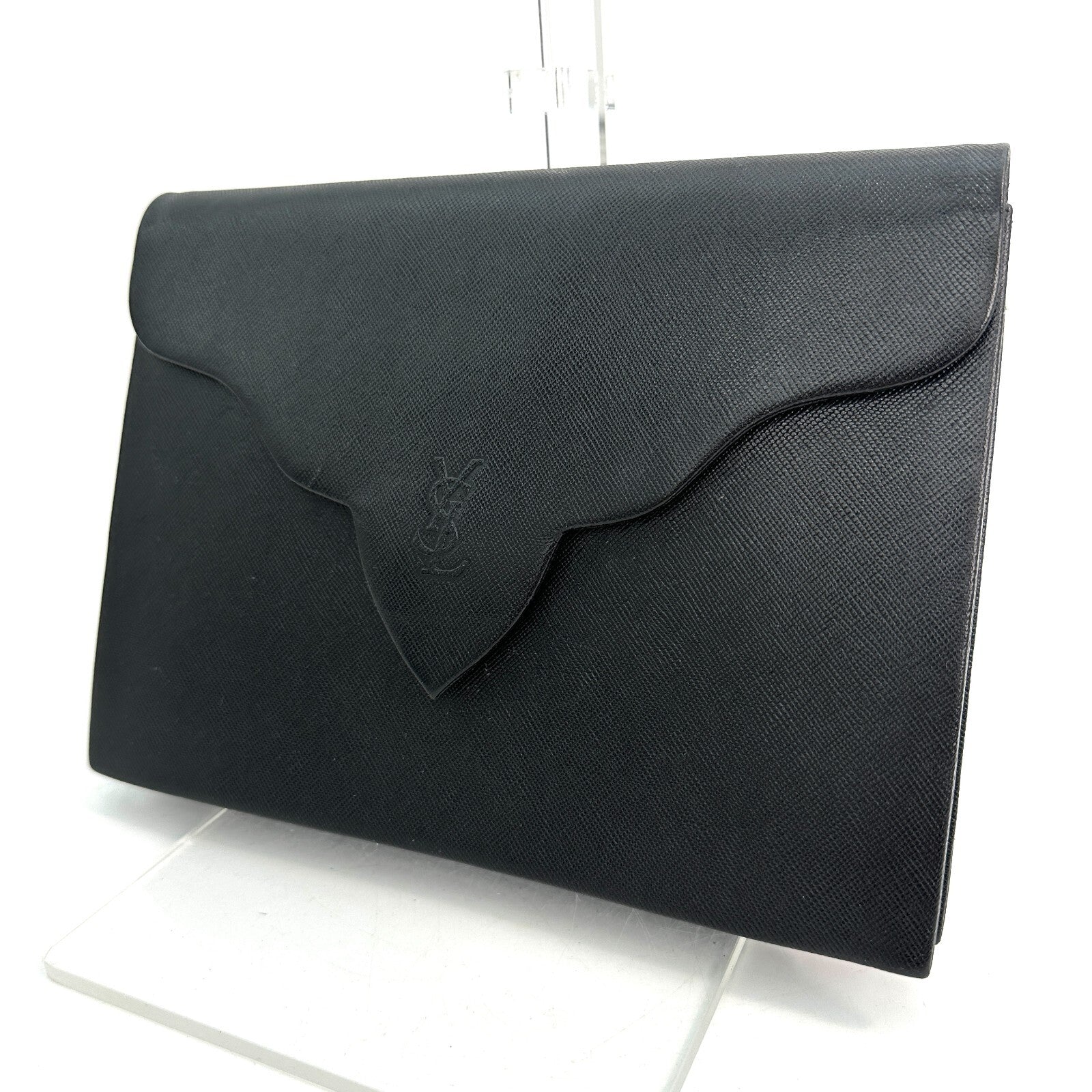 Saint Laurent Yves Clutch Hand Bag - Black, Leather