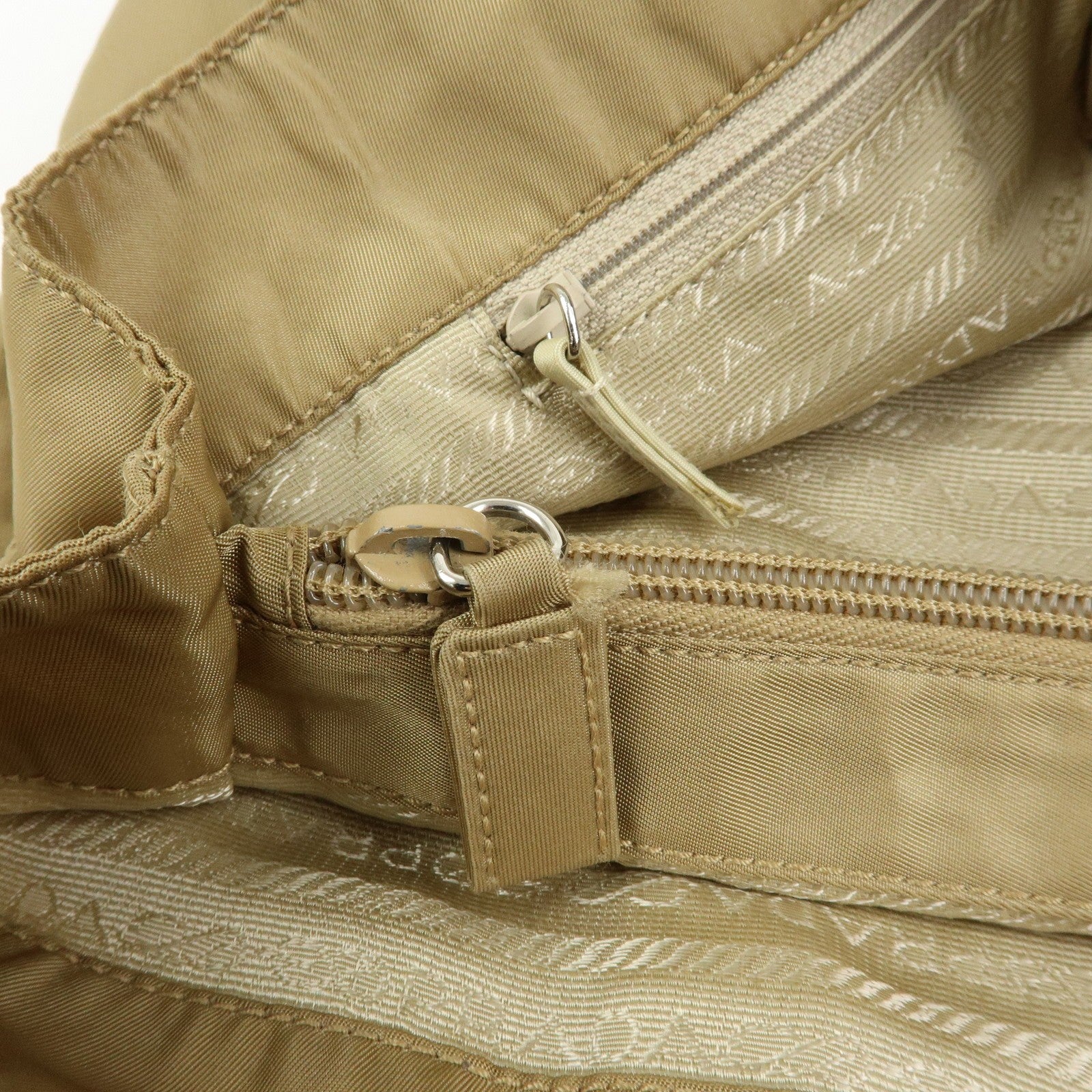 Prada Triangle Logo Tote Bag - Khaki, Nylon