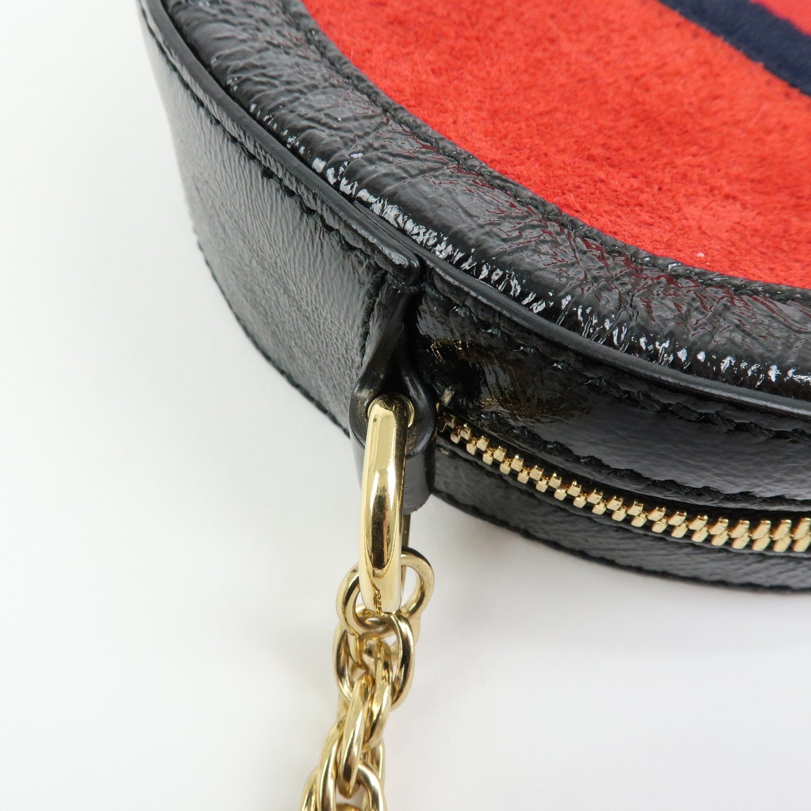 Gucci Shoulder Bag - Red, Black, Suede, Patent Leather