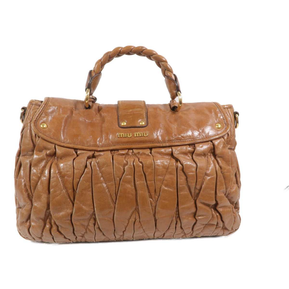 Miu Miu GHW 2 Way Shoulder Bag - Brown, Calfskin Leather