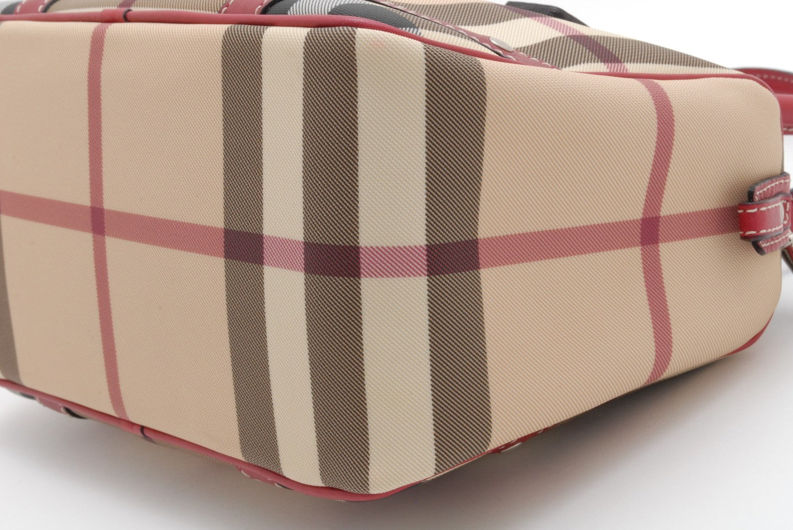 Burberry Nova Check Handbag - Red, Leather