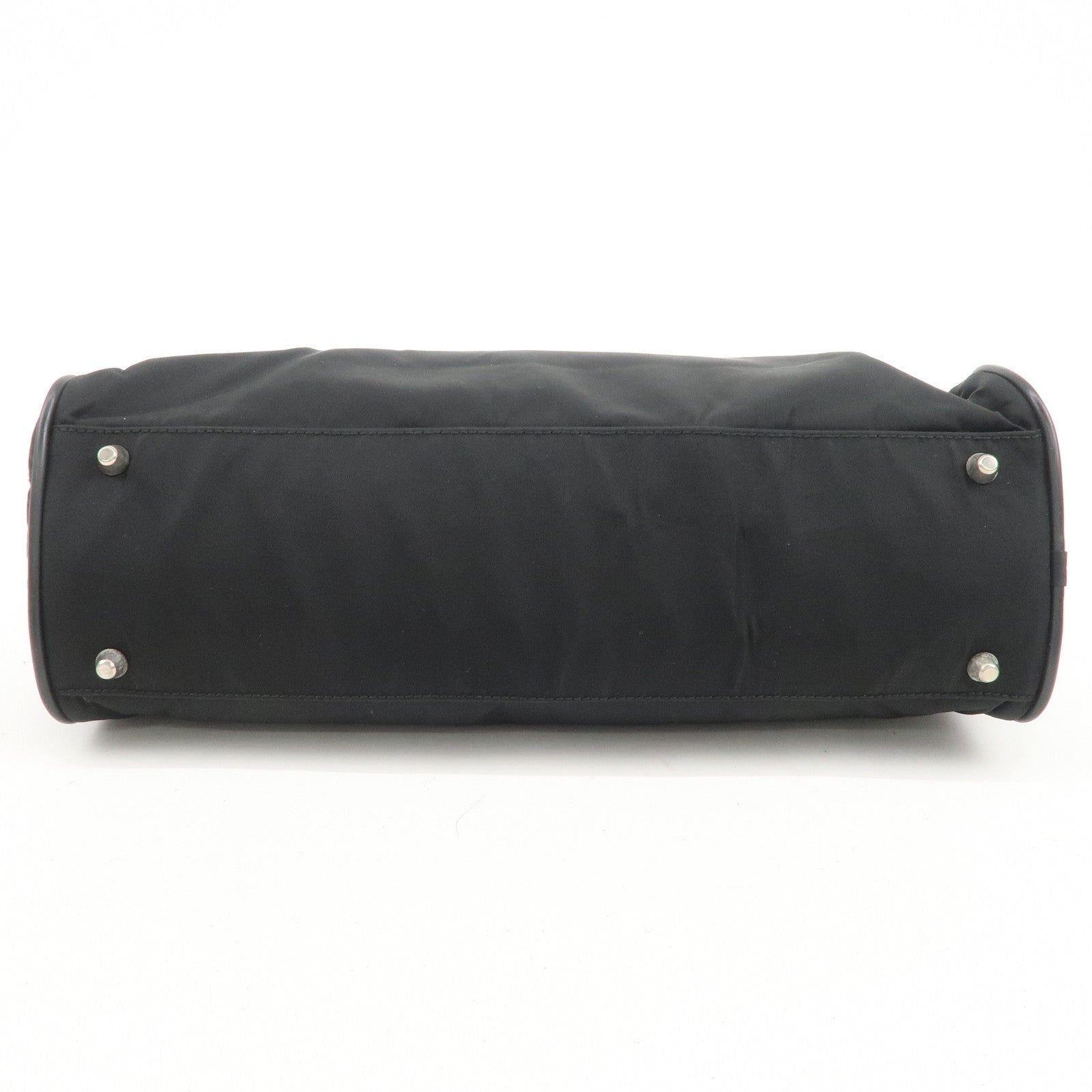 Prada Triangle Logo Hand Bag - Black, Nylon and Leather