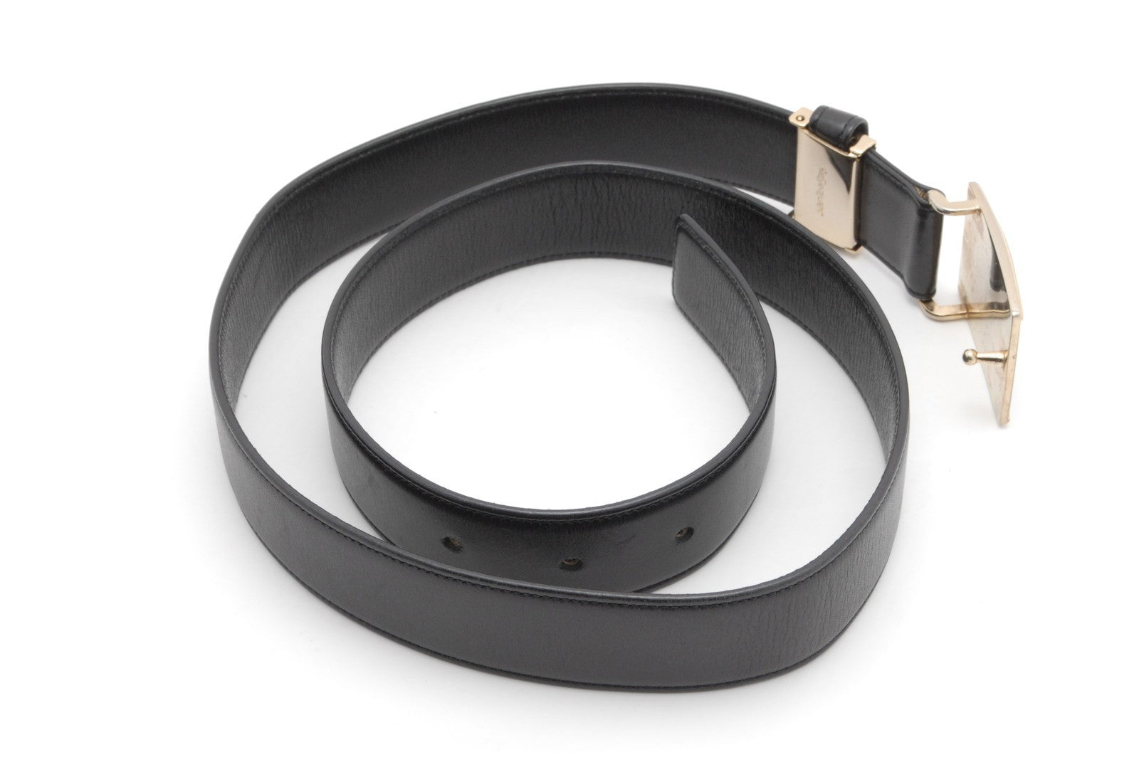 Saint Laurent Vintage YSL Logo Buckle Belt - Black, Leather