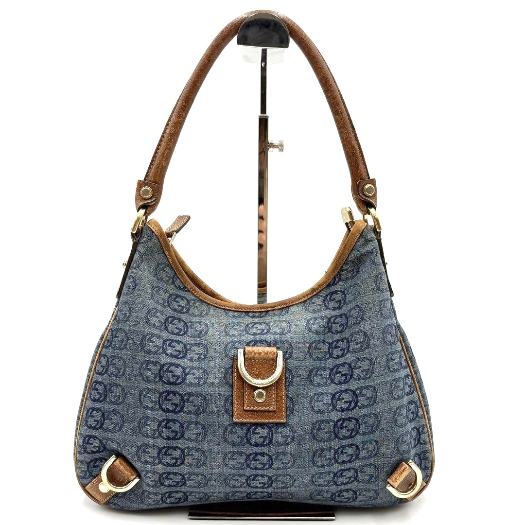 Gucci Abbey Shoulder Bag - Brown x Blue, Denim Leather