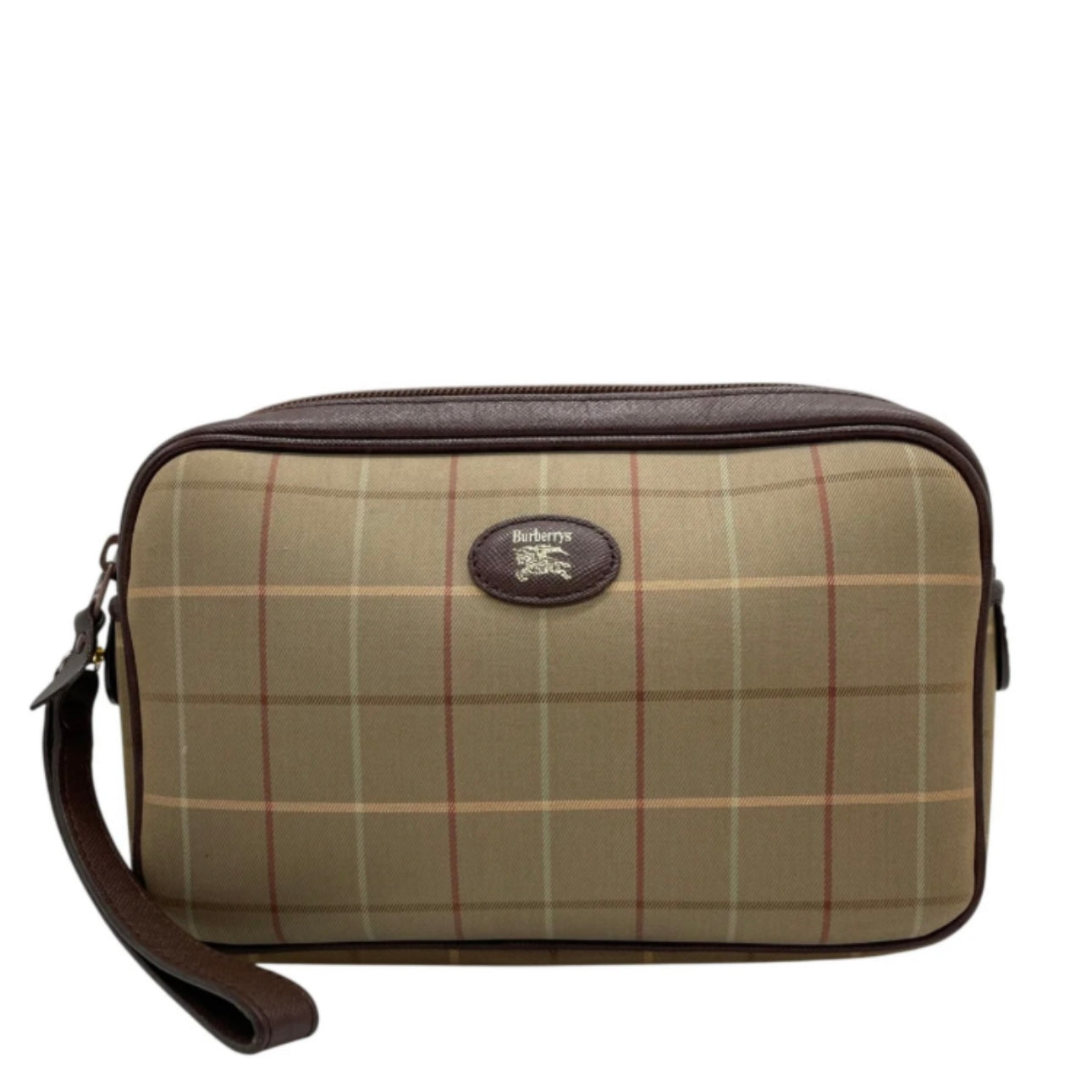 Burberry Clutch Pouch - Khaki Brown, Canvas Leather