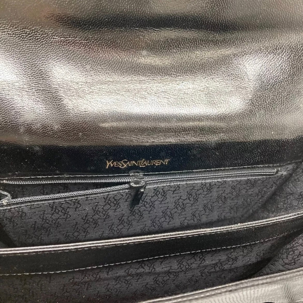 Yves Saint Laurent Shoulder Bag Leather Black Vintage YSL