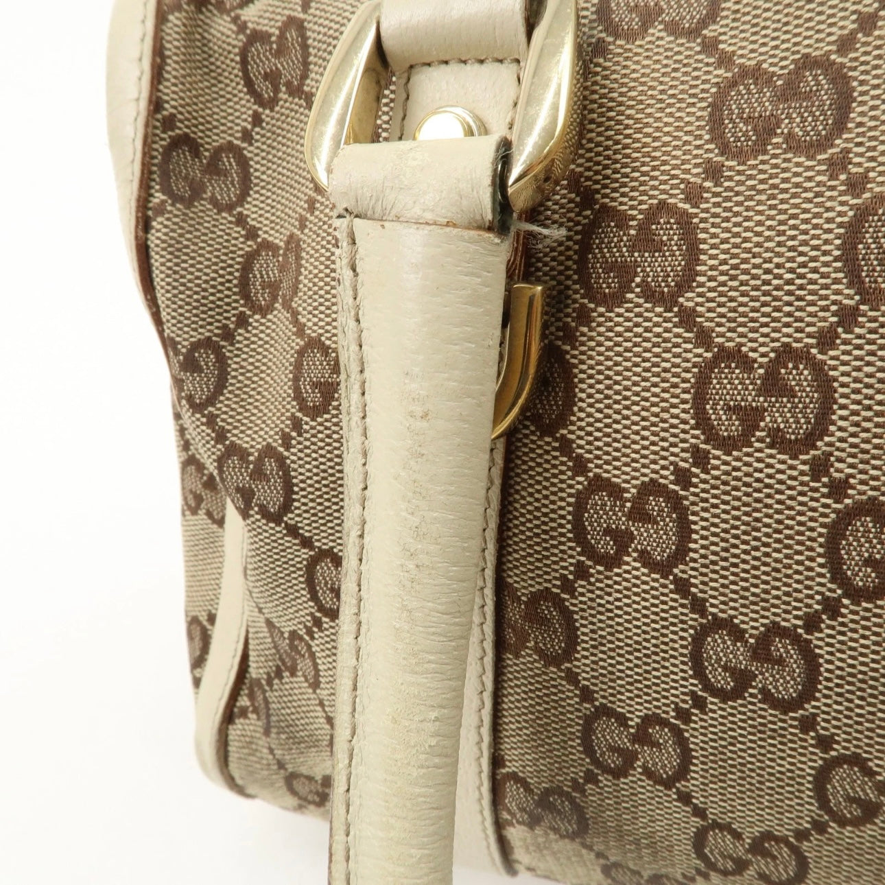 GUCCI Abbey GG Canvas Leather Boston Bag